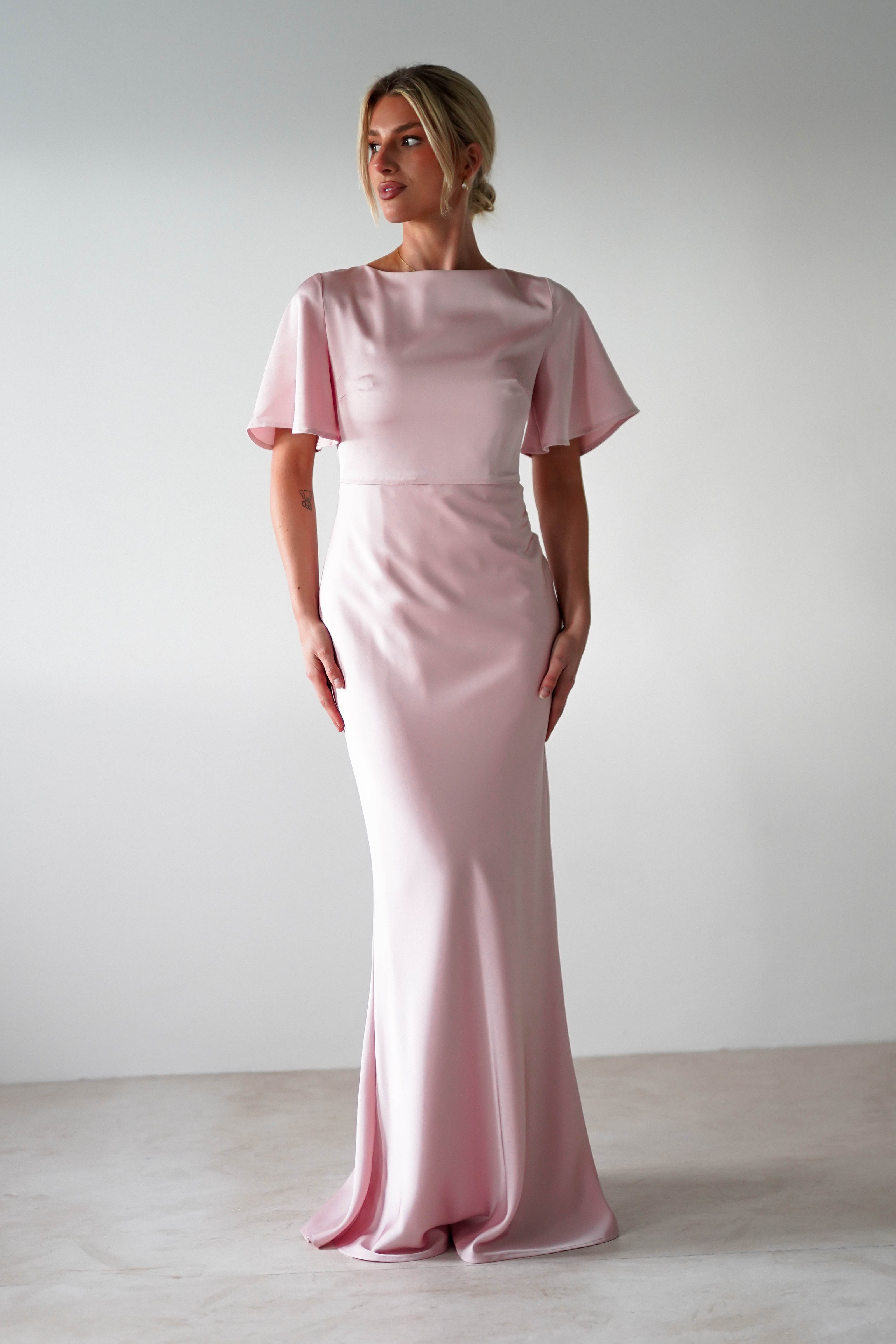 Olivia Soft Matte Satin Maxi Dress | Blush Pink | Oh Hello Clothing | XS (6)