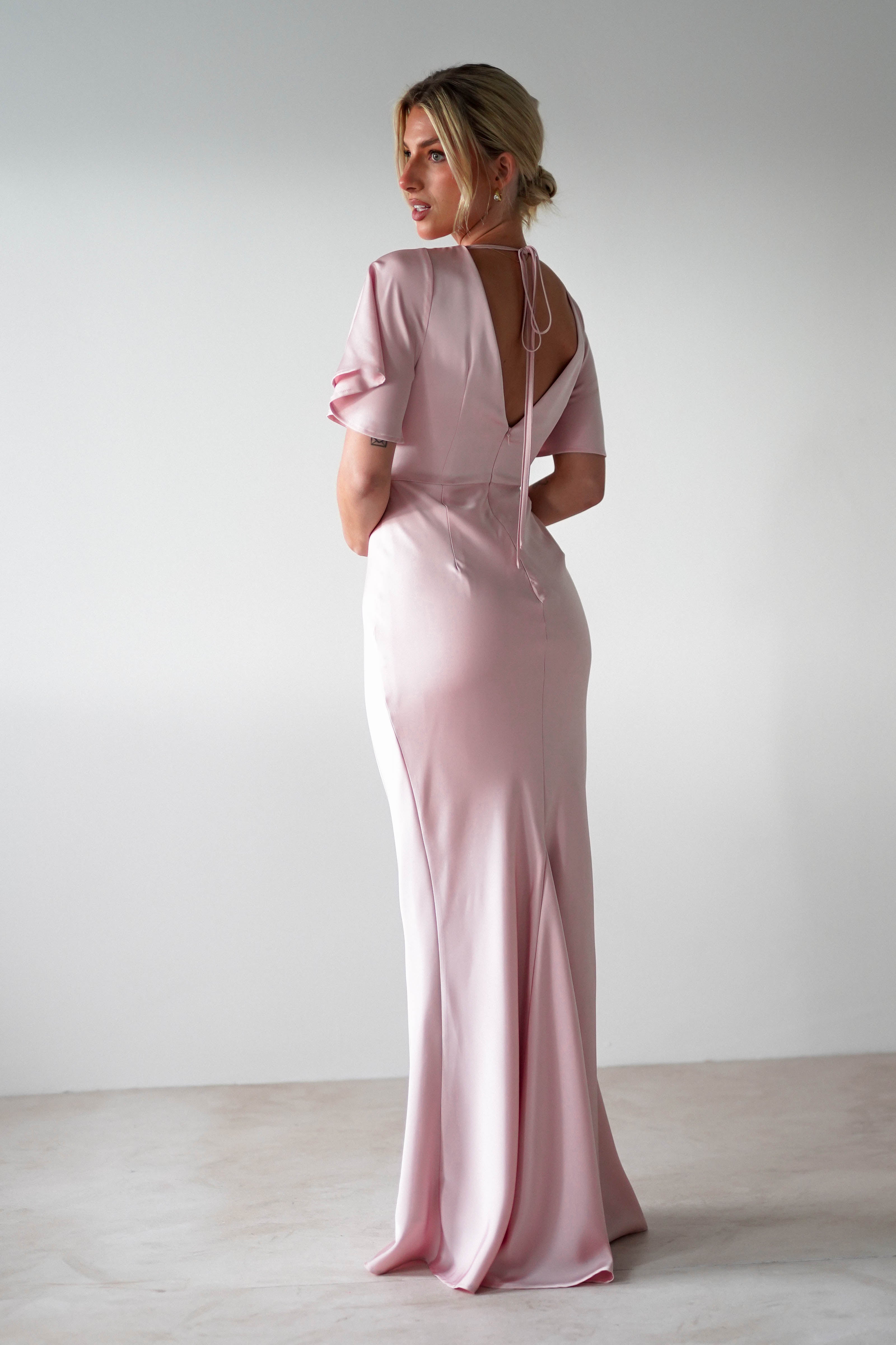 Olivia Soft Matte Satin Maxi Dress | Blush Pink | Oh Hello Clothing | XS (6)