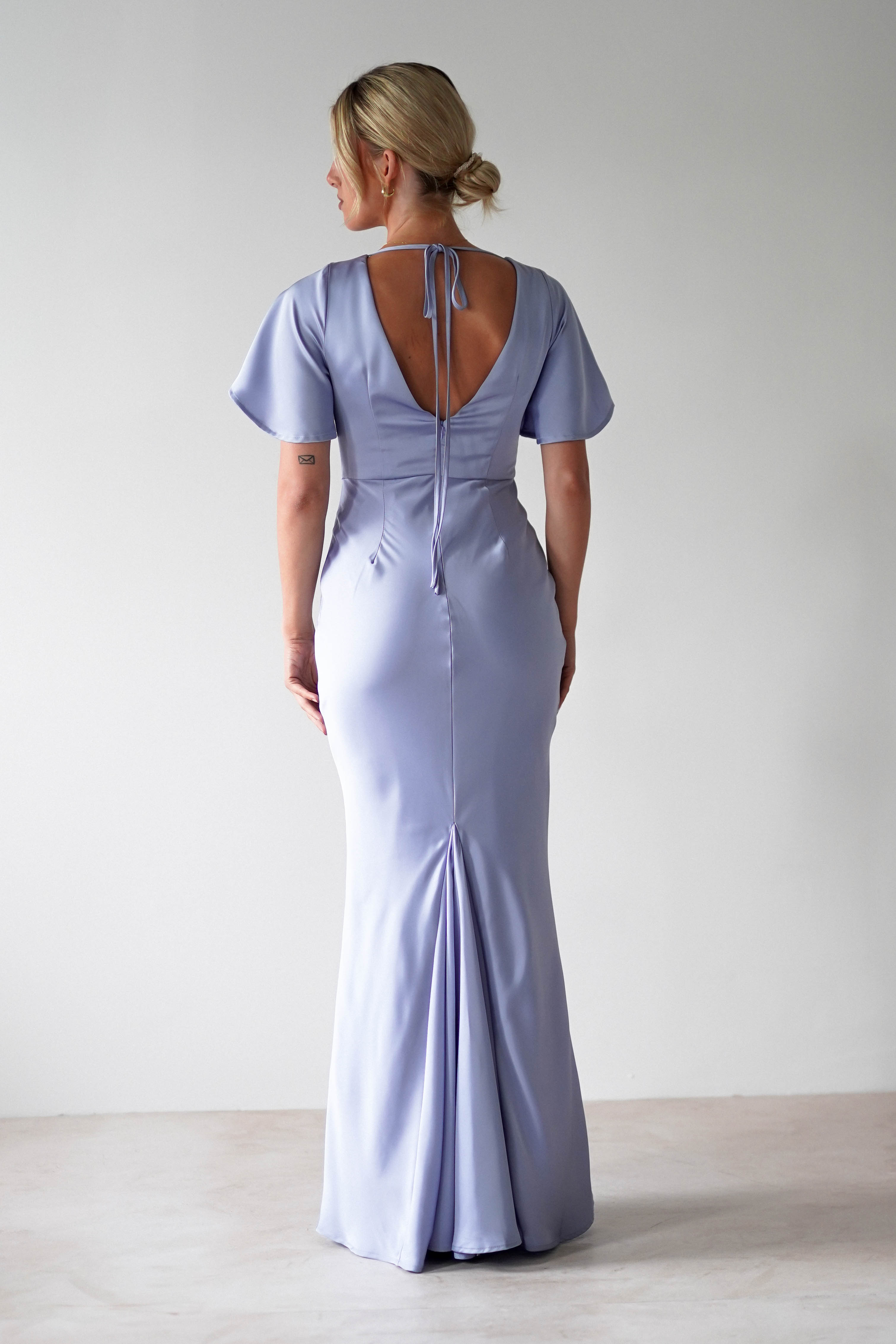 Olivia Soft Matte Satin Maxi Dress | Periwinkle Blue | Oh Hello Clothing | XS (6)