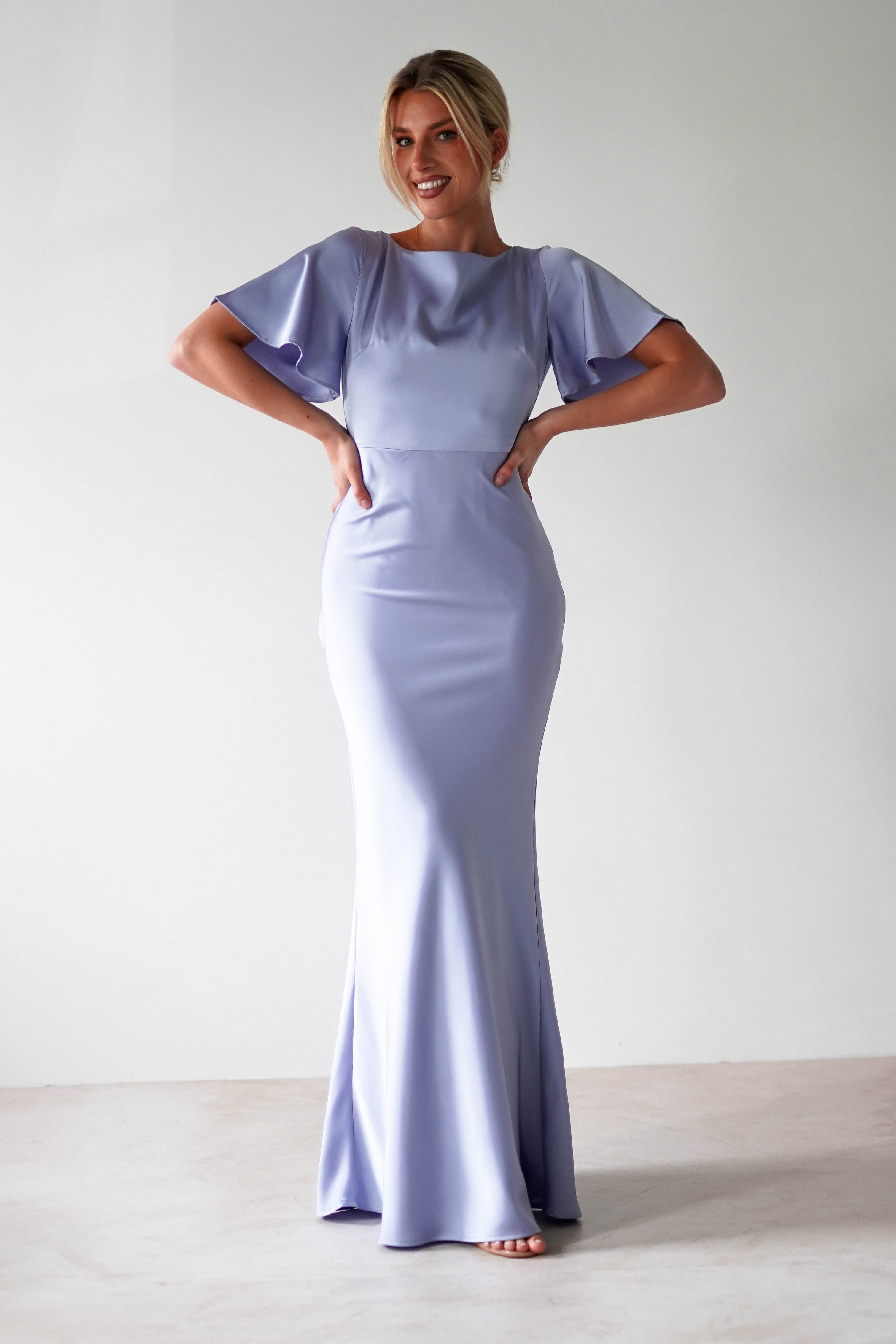 Olivia Soft Matte Satin Maxi Dress | Periwinkle Blue | Oh Hello Clothing | XS (6)