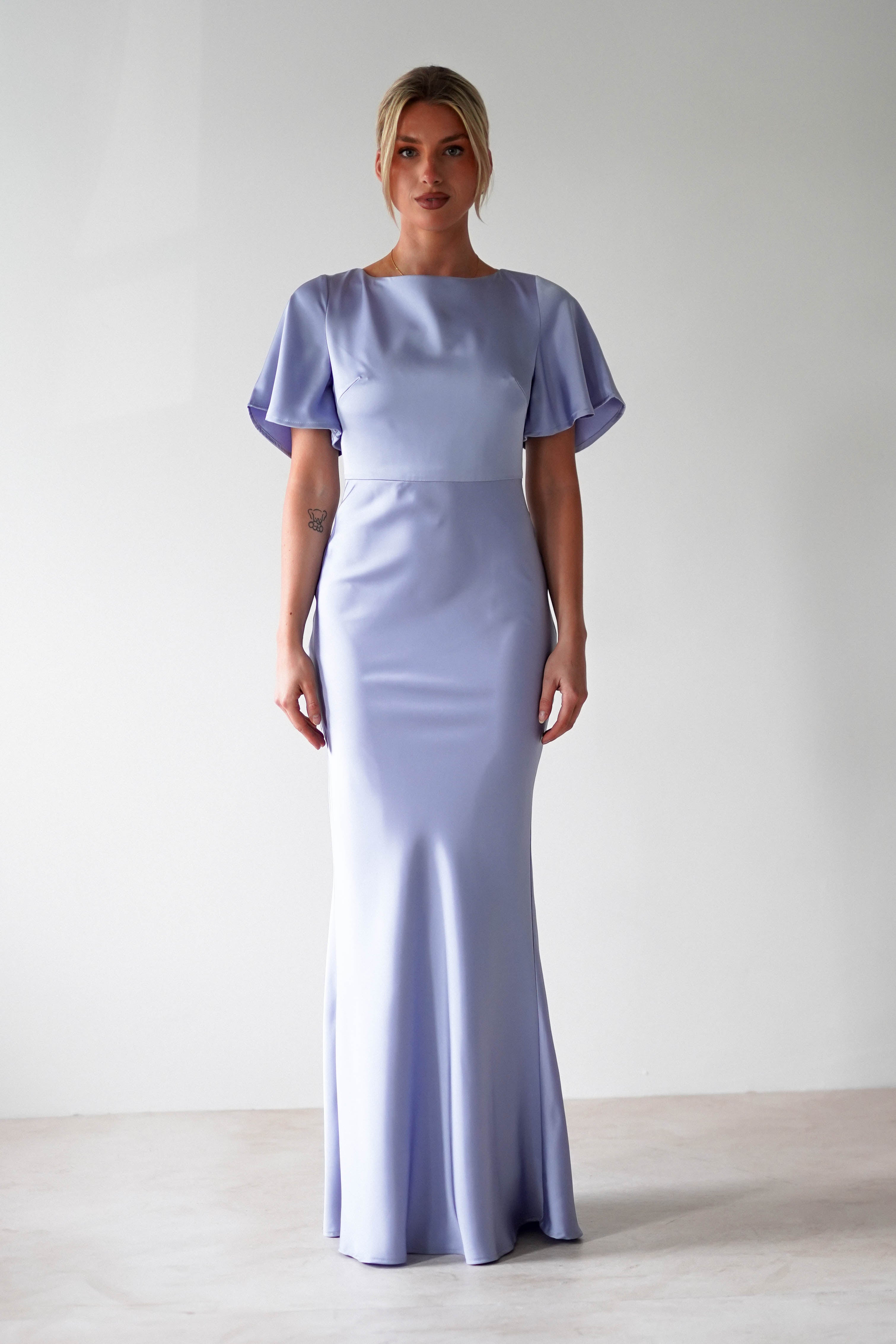 Olivia Soft Matte Satin Maxi Dress | Periwinkle Blue | Oh Hello Clothing | XS (6)