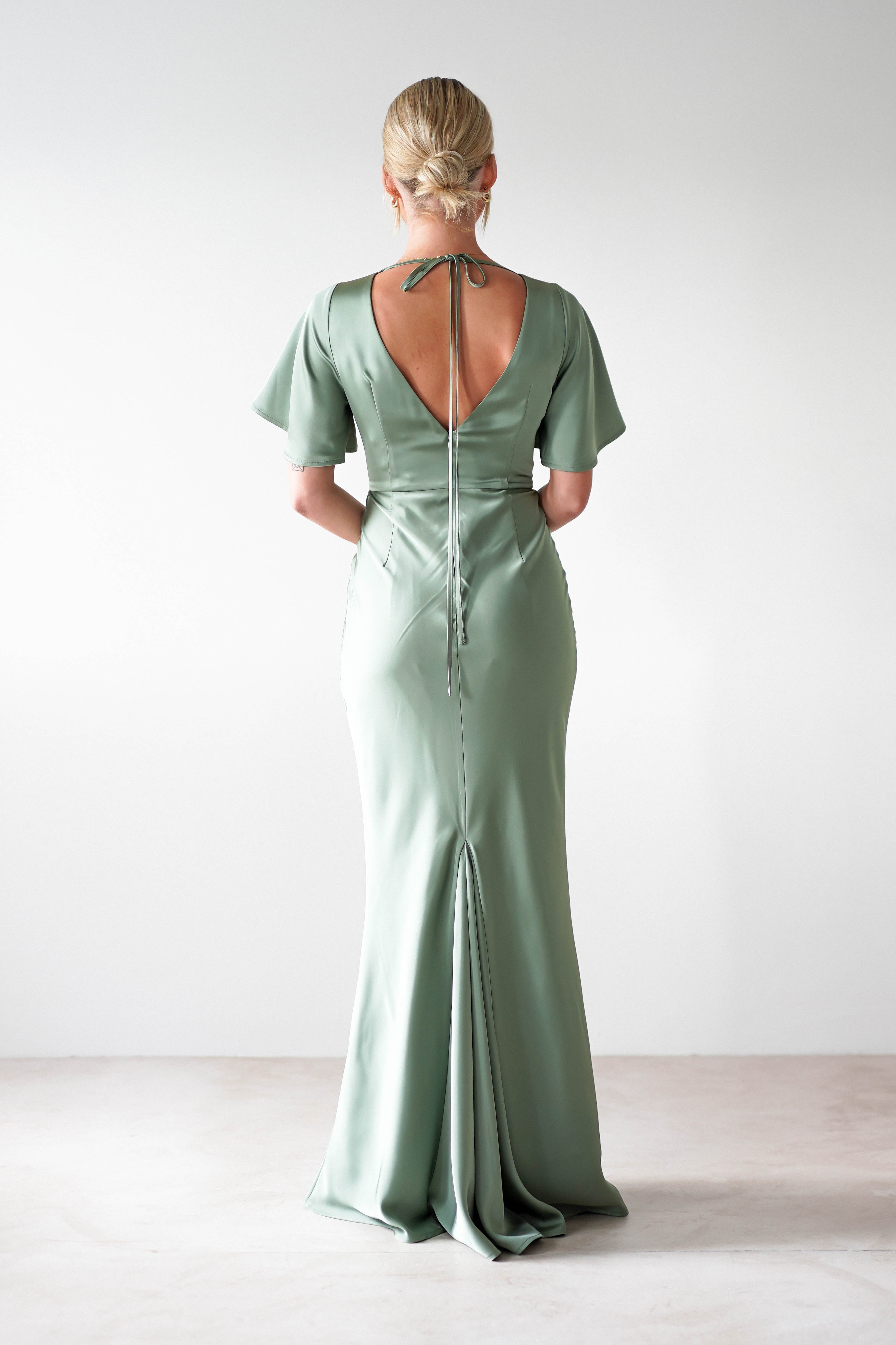 Olivia Soft Matte Satin Maxi Dress | Olive | Oh Hello Clothing | XS (6)