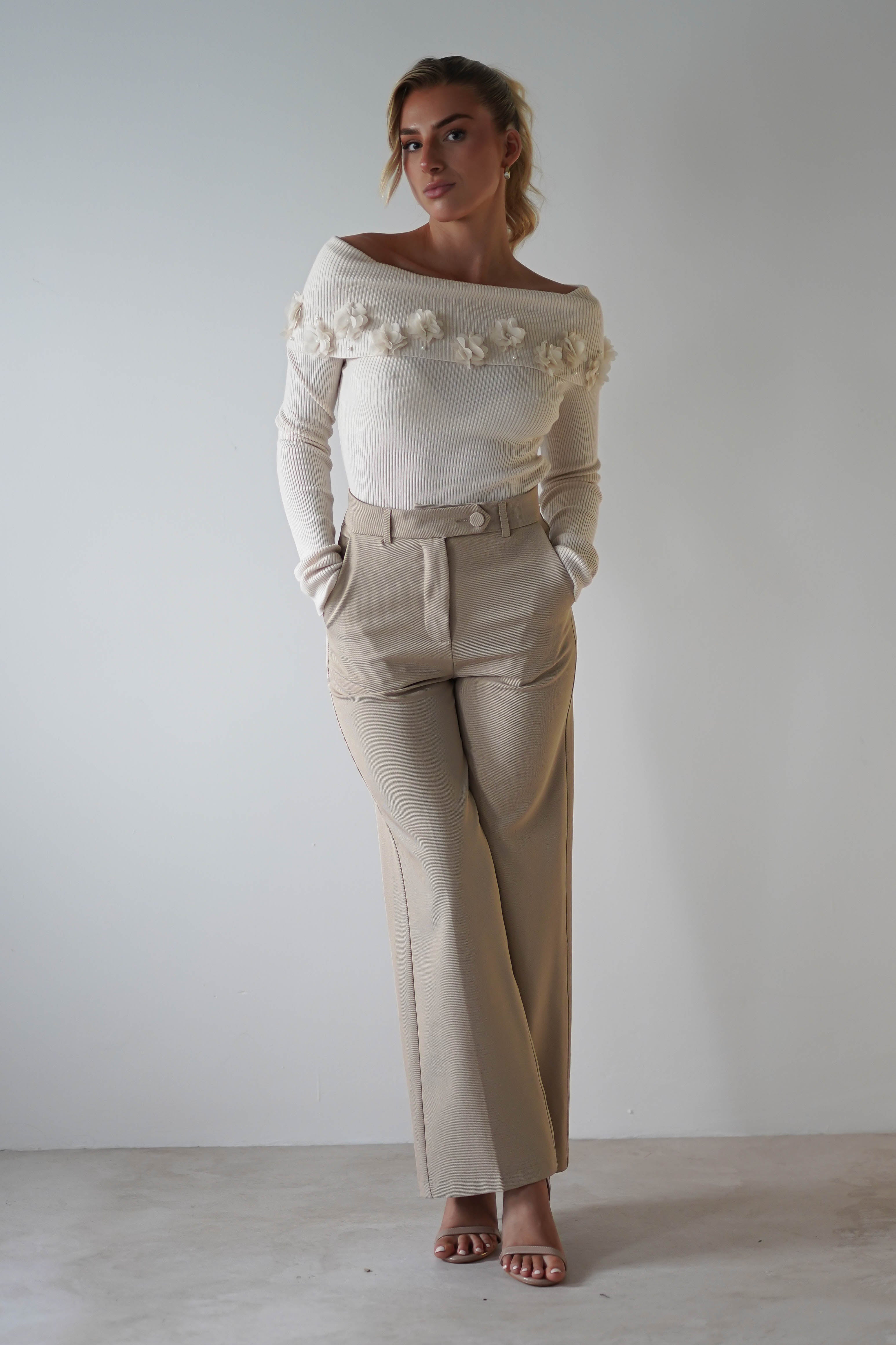 Carey Tailored Pants | Cream | Oh Hello Clothing | S (8)