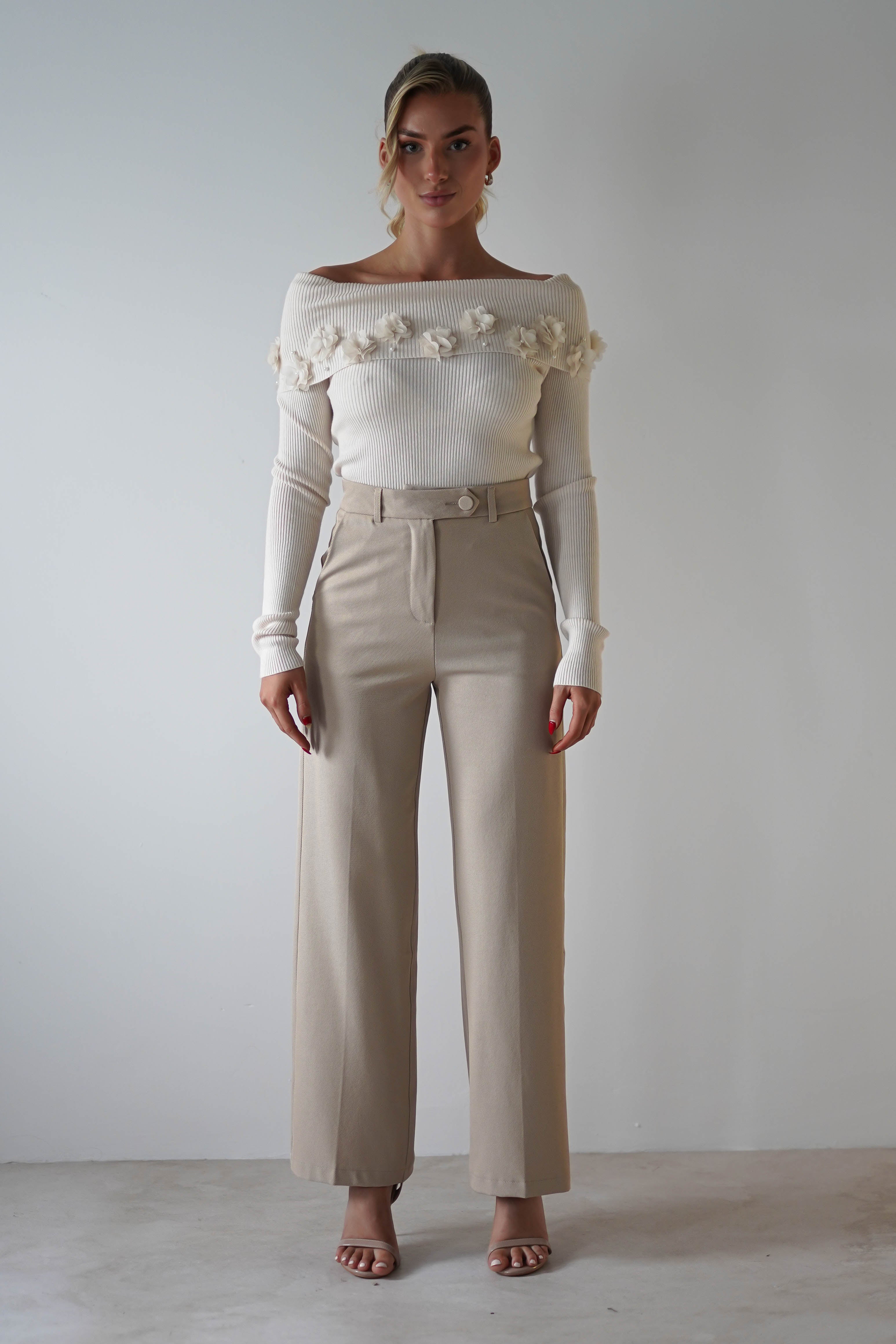 Carey Tailored Pants | Cream | Oh Hello Clothing | S (8)