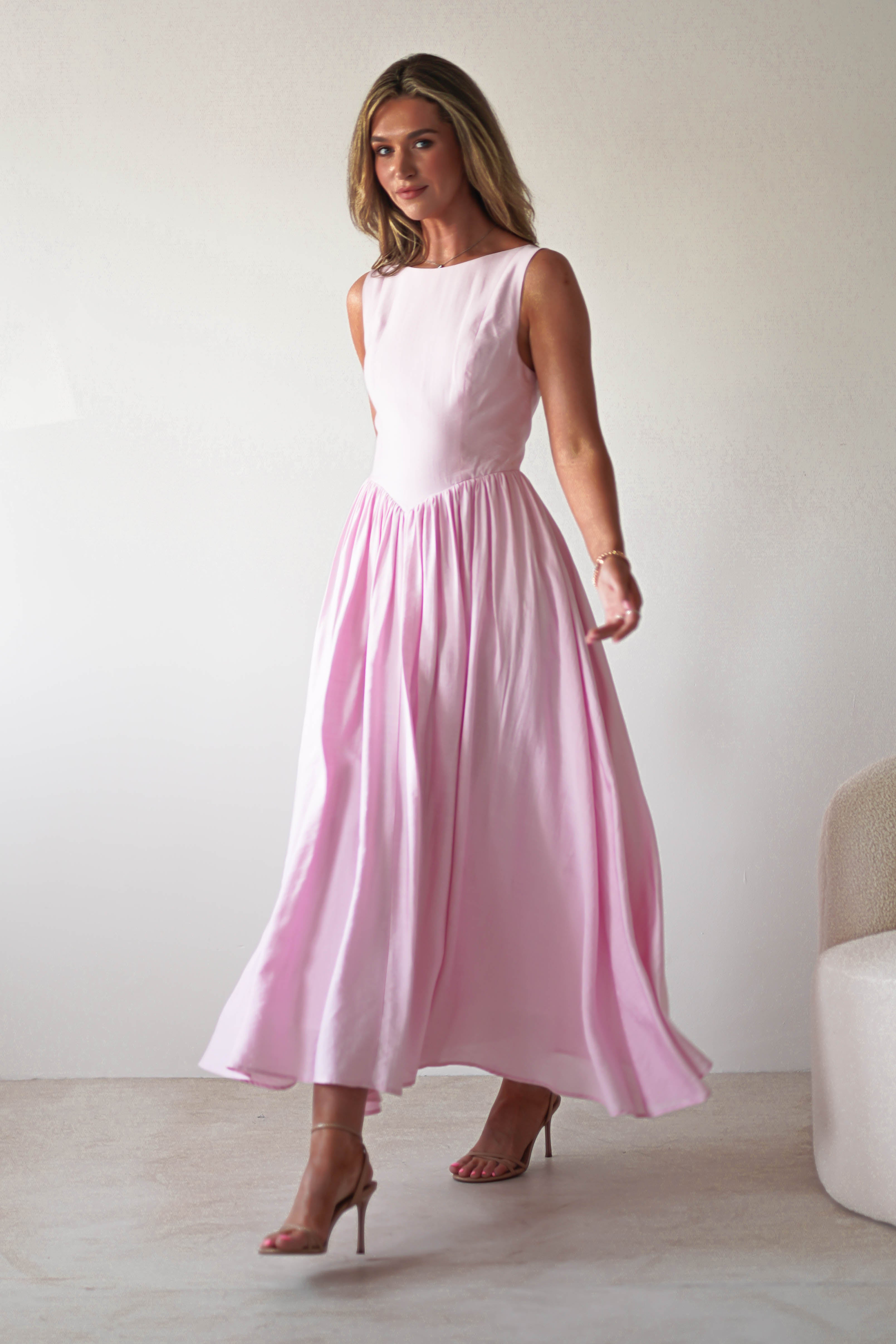 Monroe Skater Midaxi Dress | Pink | Oh Hello Clothing | XS (6)