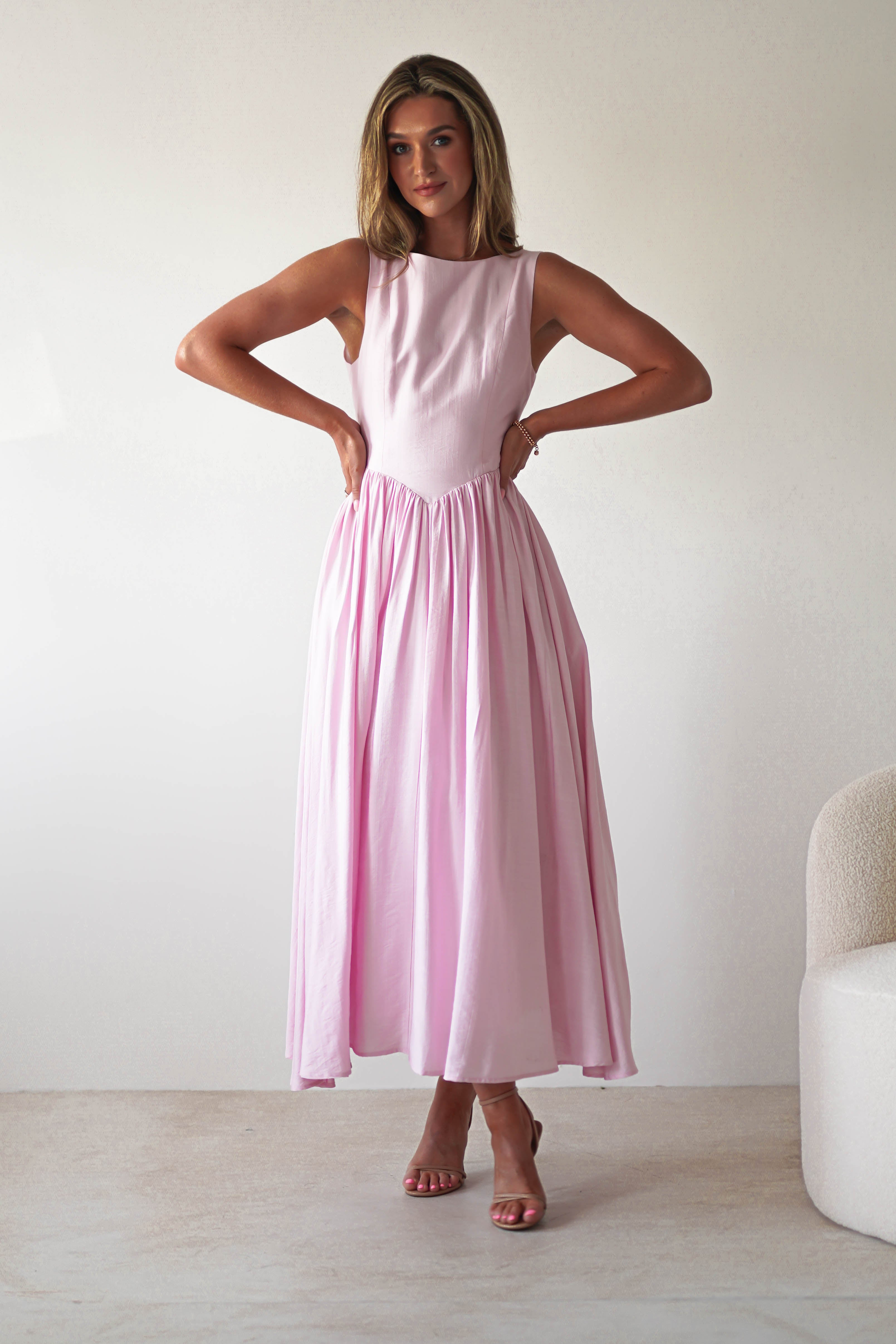 Monroe Skater Midaxi Dress | Pink | Oh Hello Clothing | XS (6)
