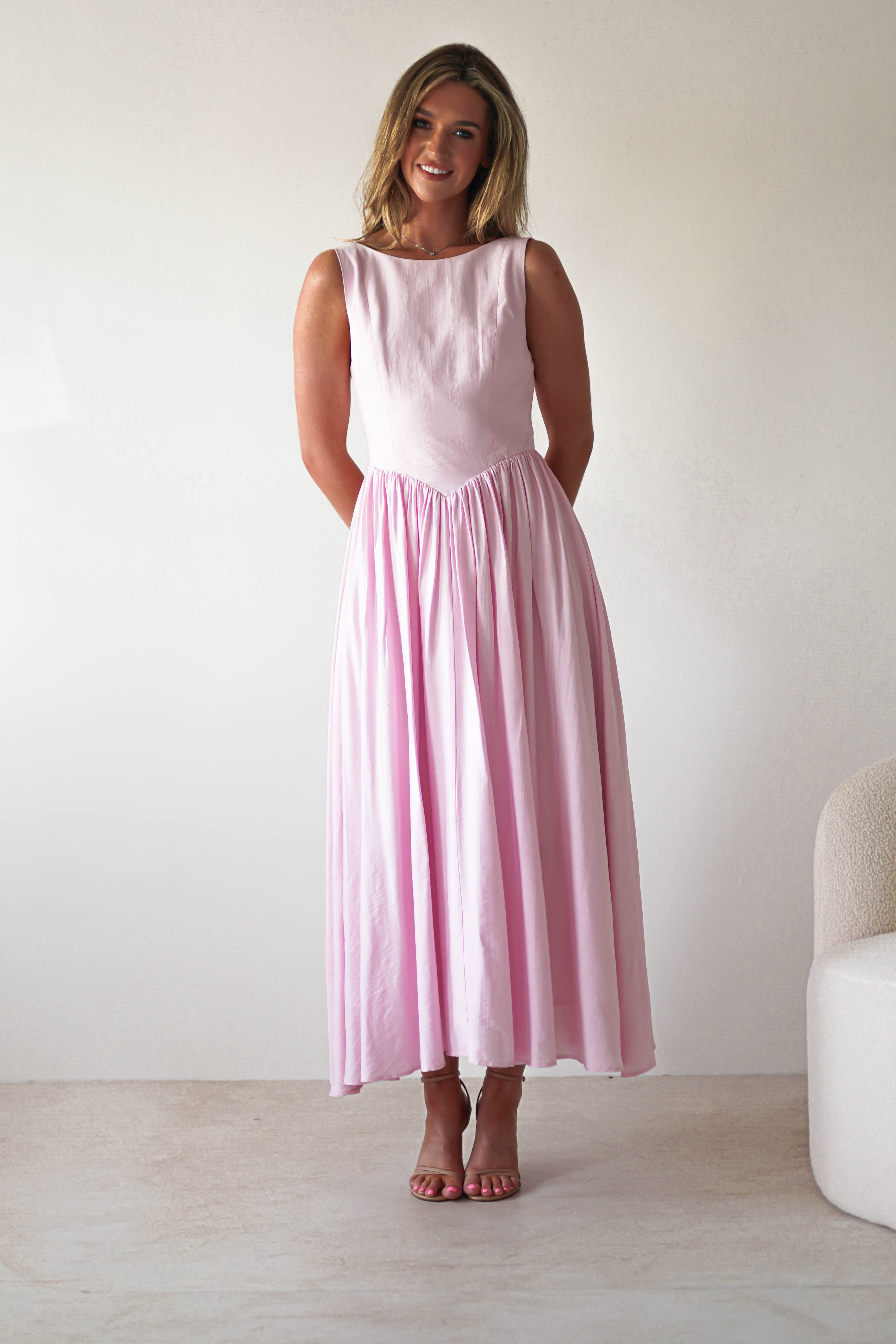 Monroe Skater Midaxi Dress | Pink