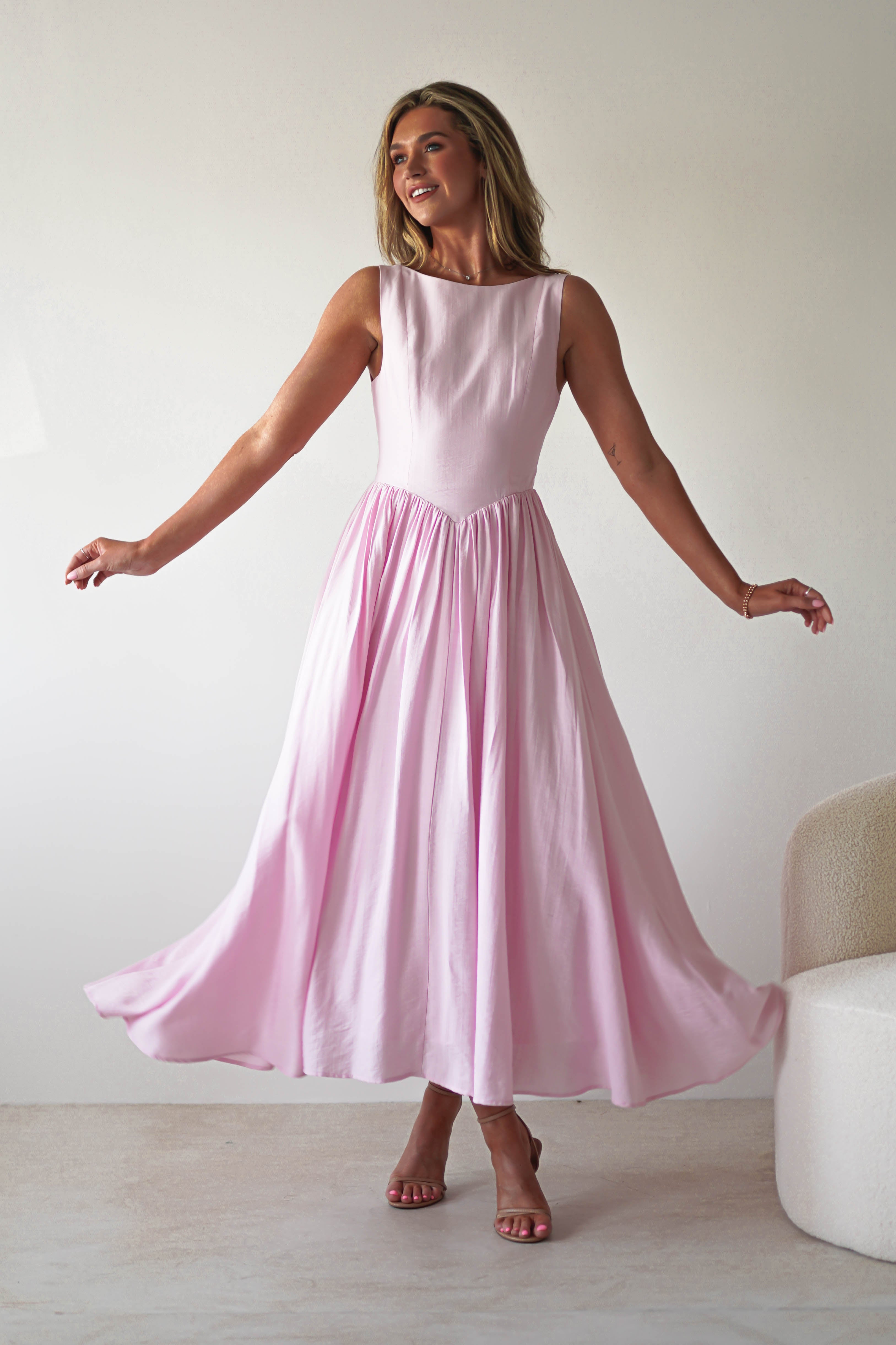 Monroe Skater Midaxi Dress | Pink