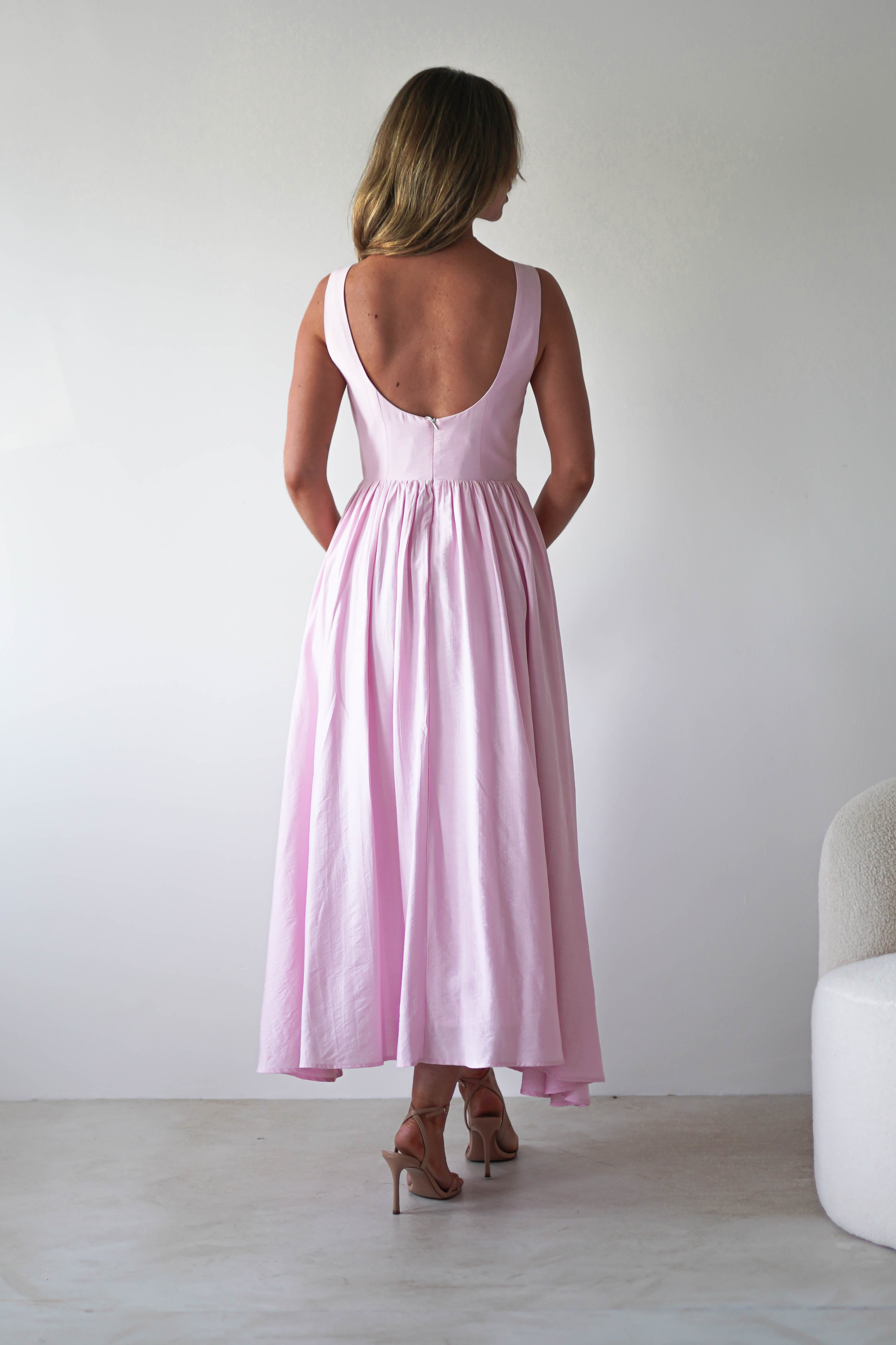 Monroe Skater Midaxi Dress | Pink | Oh Hello Clothing | XS (6)
