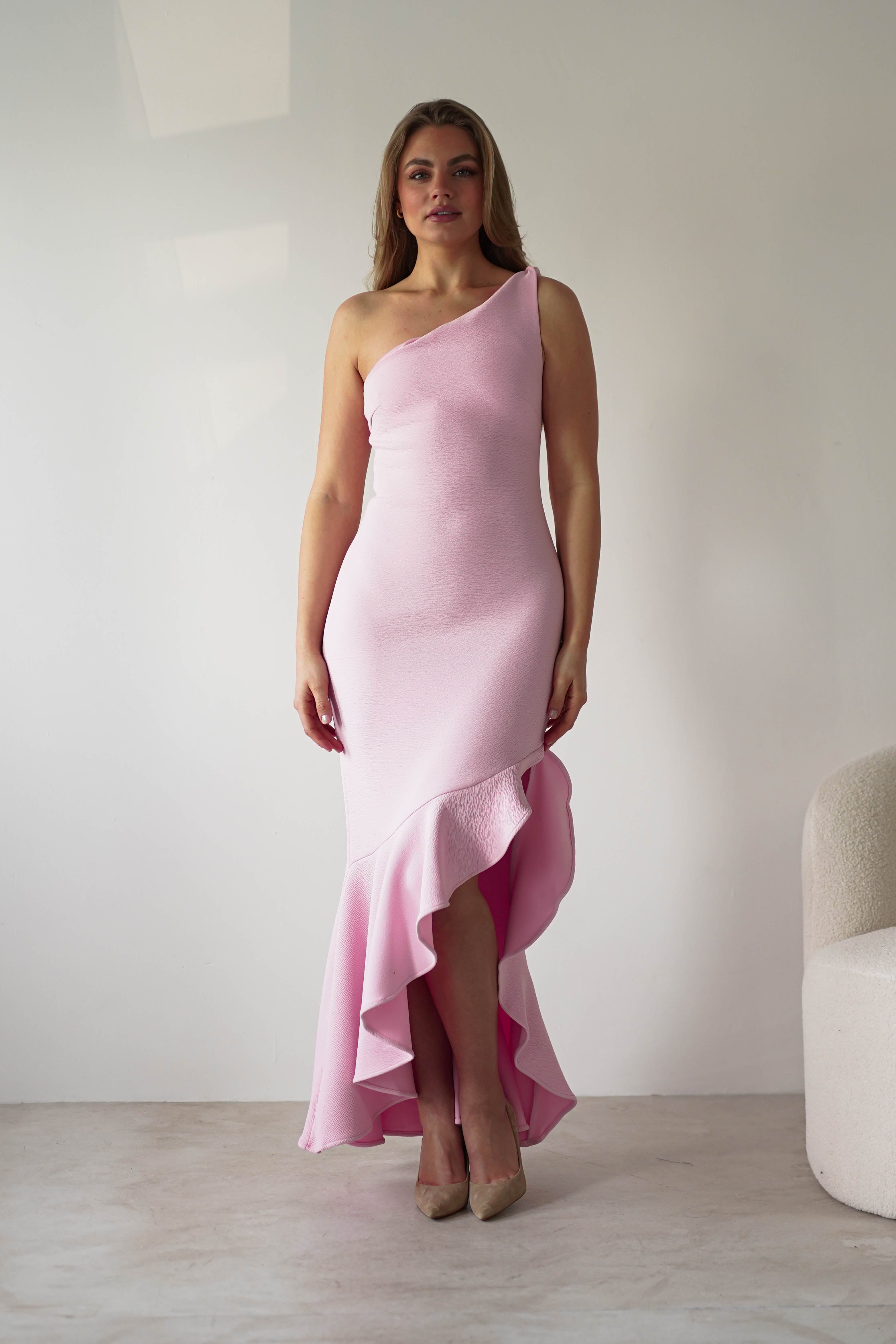 Tabitha Textured Bodycon Midaxi Dress | Pink | Oh Hello Clothing | XS (6)