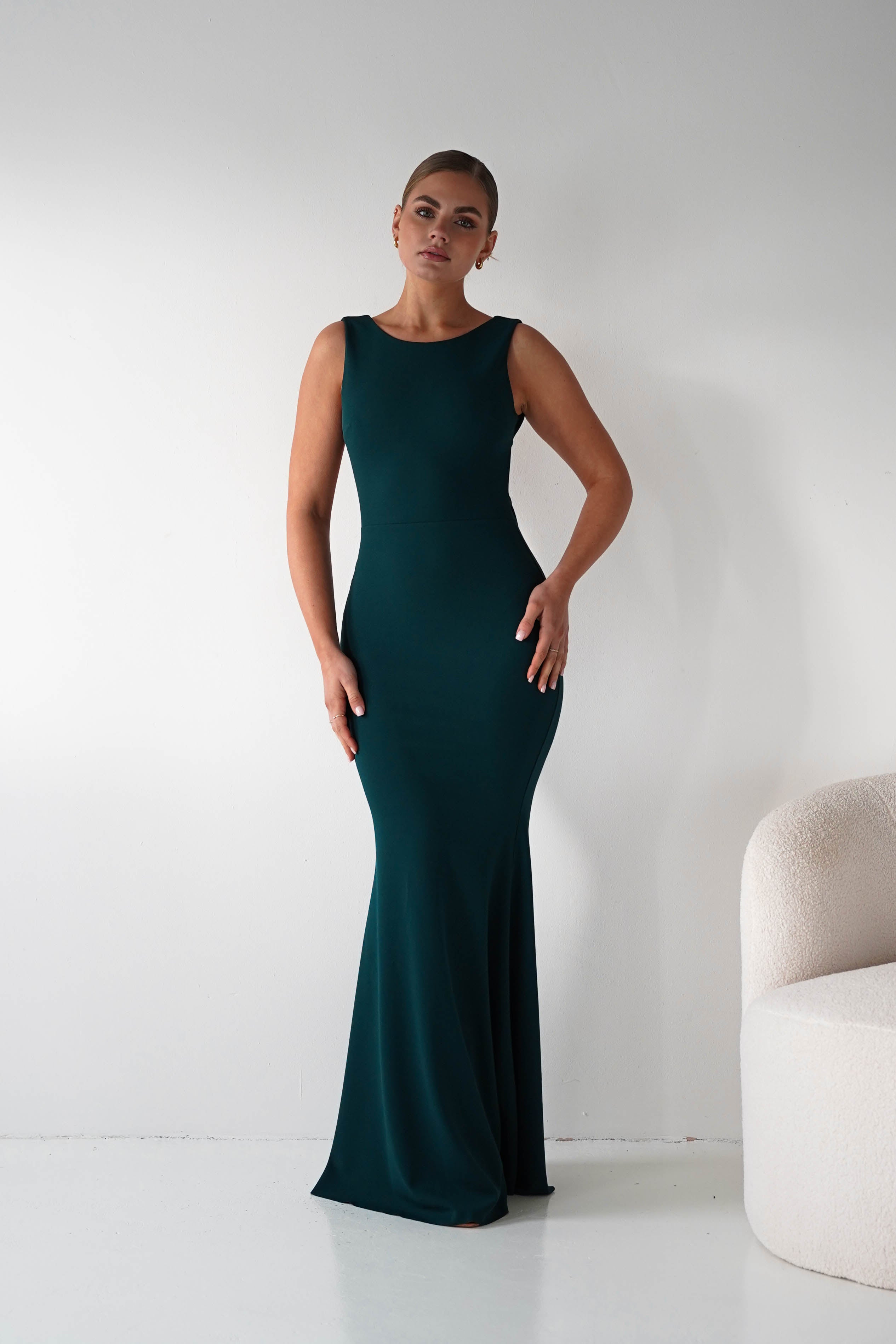 Oh Hello Clothing Women > Clothing > Dresses 1*DONE- Samantha Bow Detail Maxi Dress | DARK GREEN