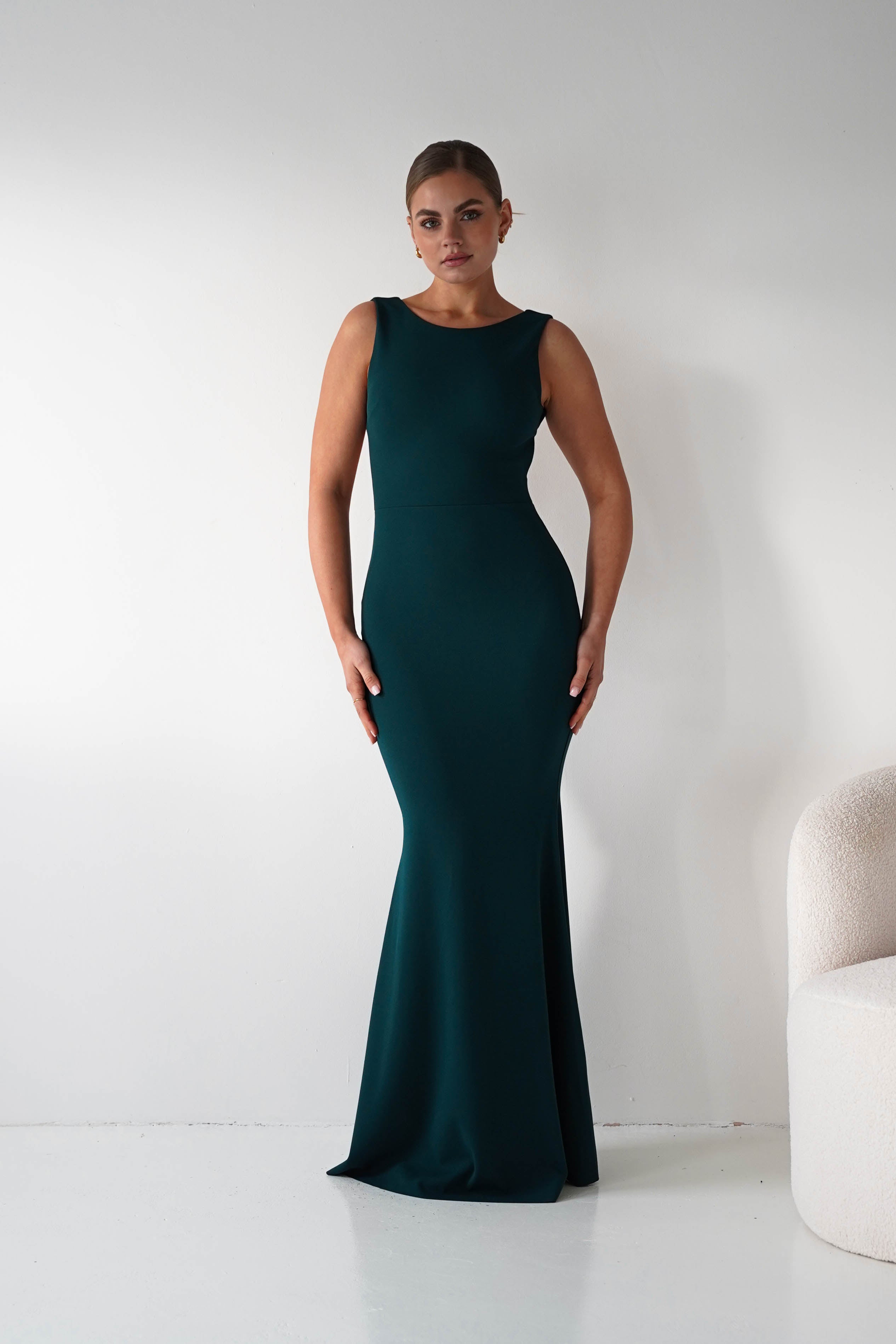 Oh Hello Clothing Women > Clothing > Dresses 1*DONE- Samantha Bow Detail Maxi Dress | DARK GREEN