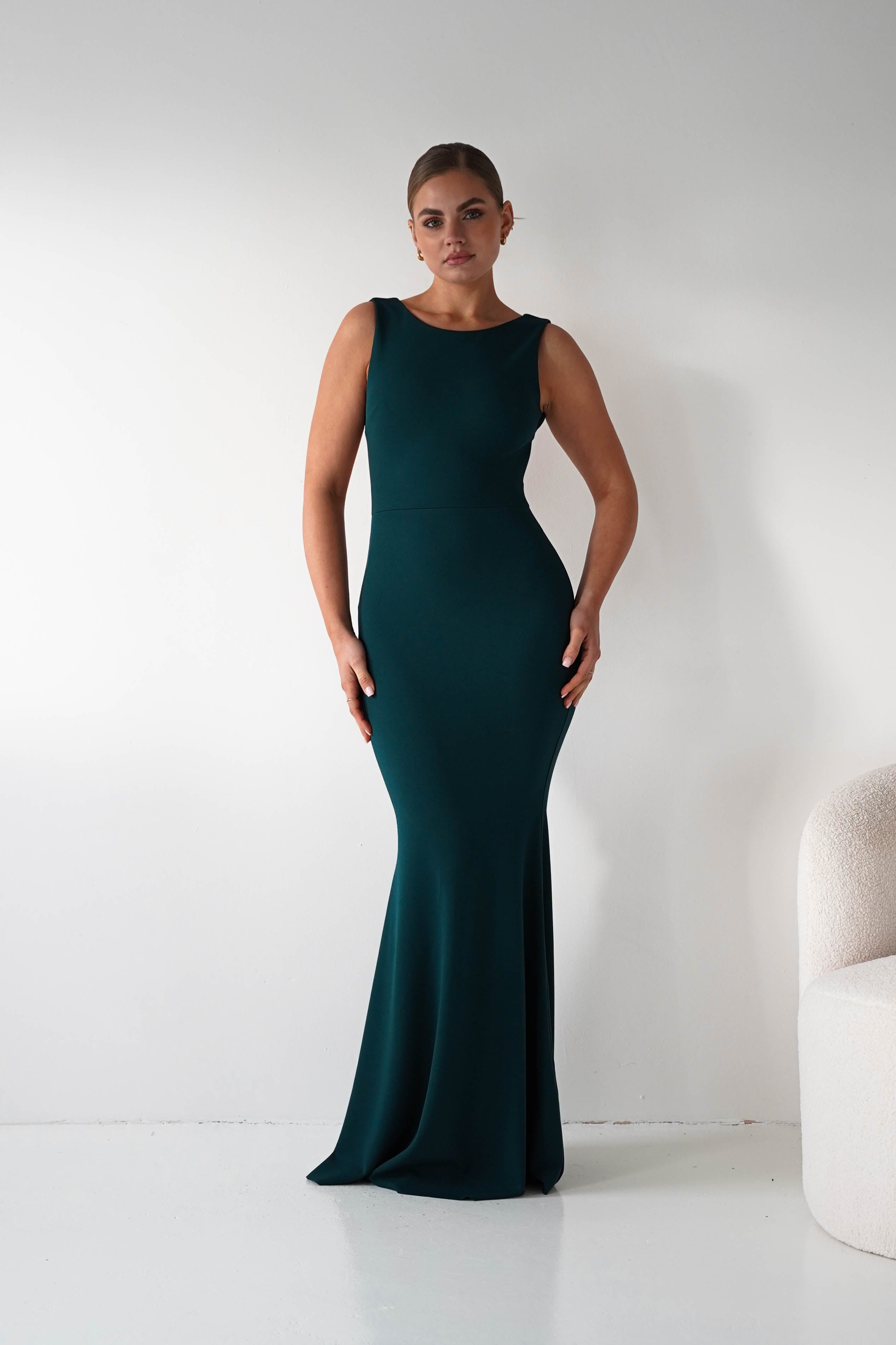 Oh Hello Clothing Women > Clothing > Dresses 1*DONE- Samantha Bow Detail Maxi Dress | DARK GREEN
