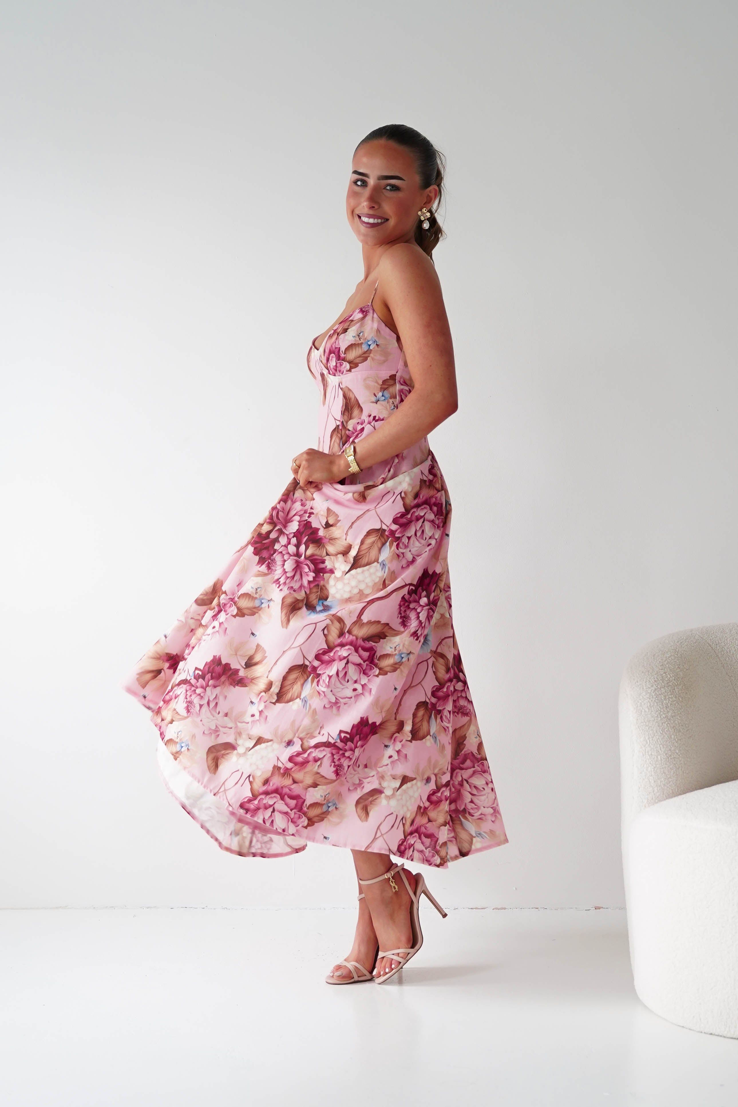 Oh Hello Clothing Women > Clothing > Dresses 1*DONE -SASHA- 64704v24- Pink Floral Midi Dress