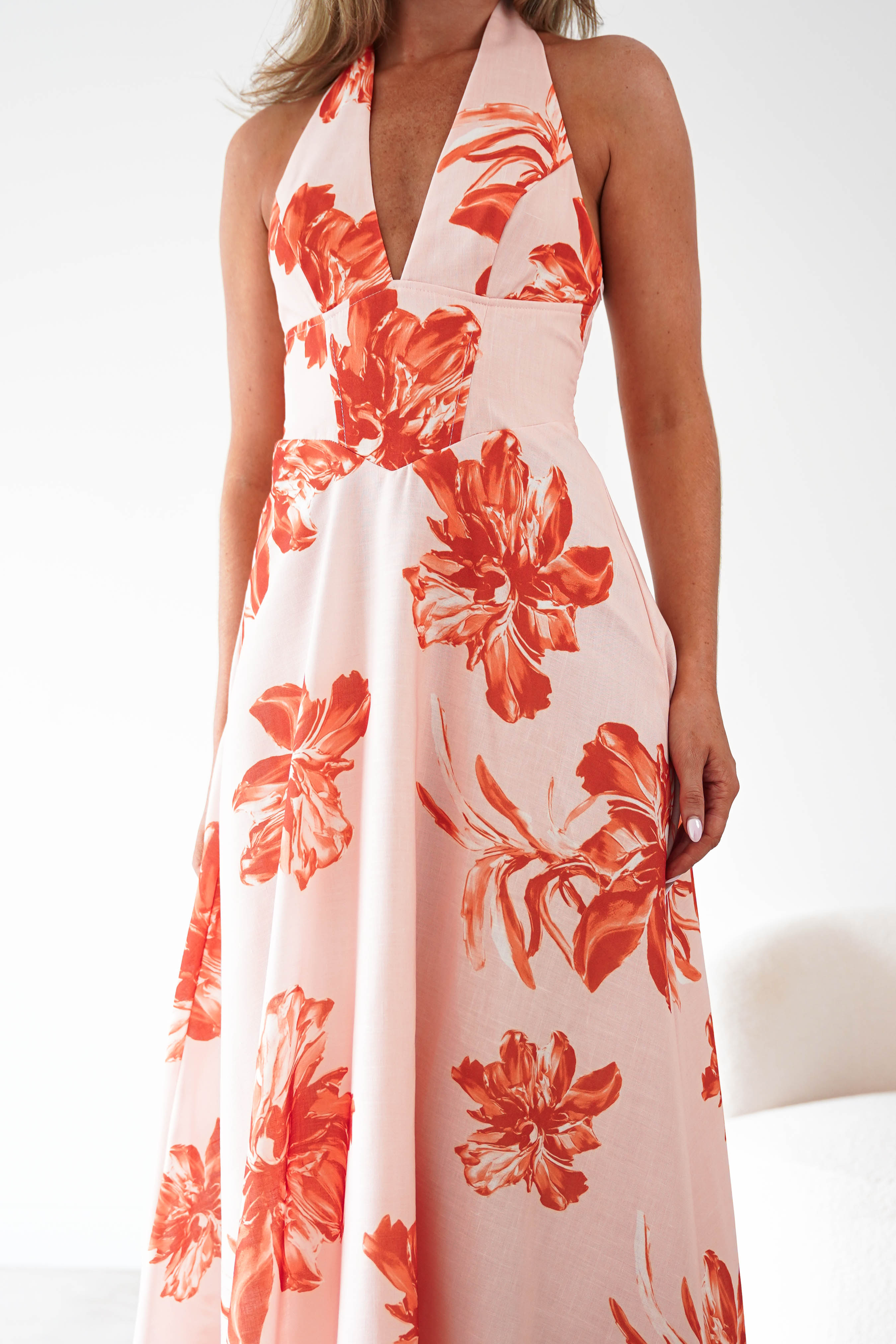 Oh Hello Clothing Women > Clothing > Dresses 1*DONE-sasha-64784d01-orange halter neck dress