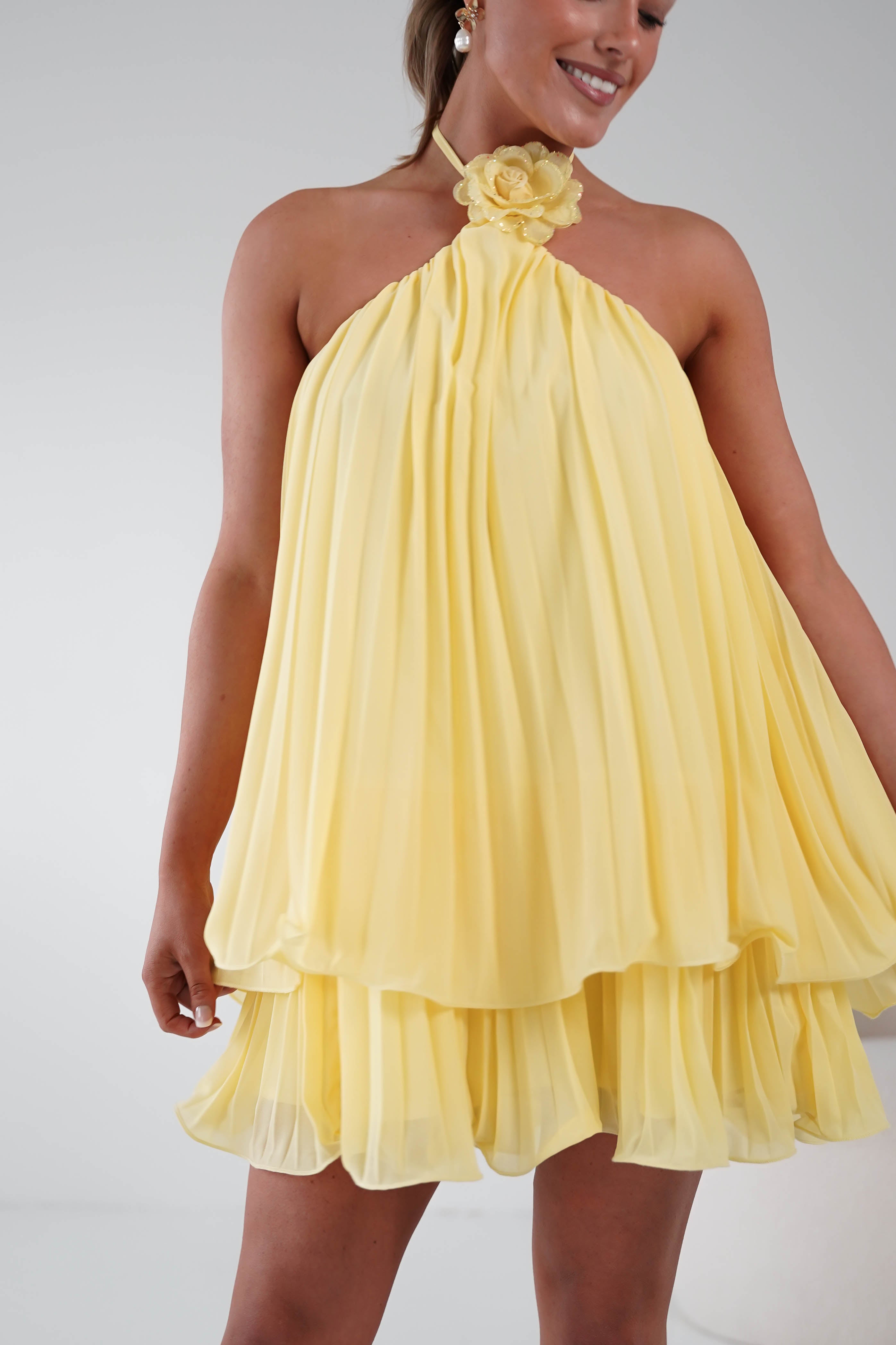 Oh Hello Clothing Women > Clothing > Dresses 1*DONE -SASHA- 65024F- Lemon/yellow mini dress