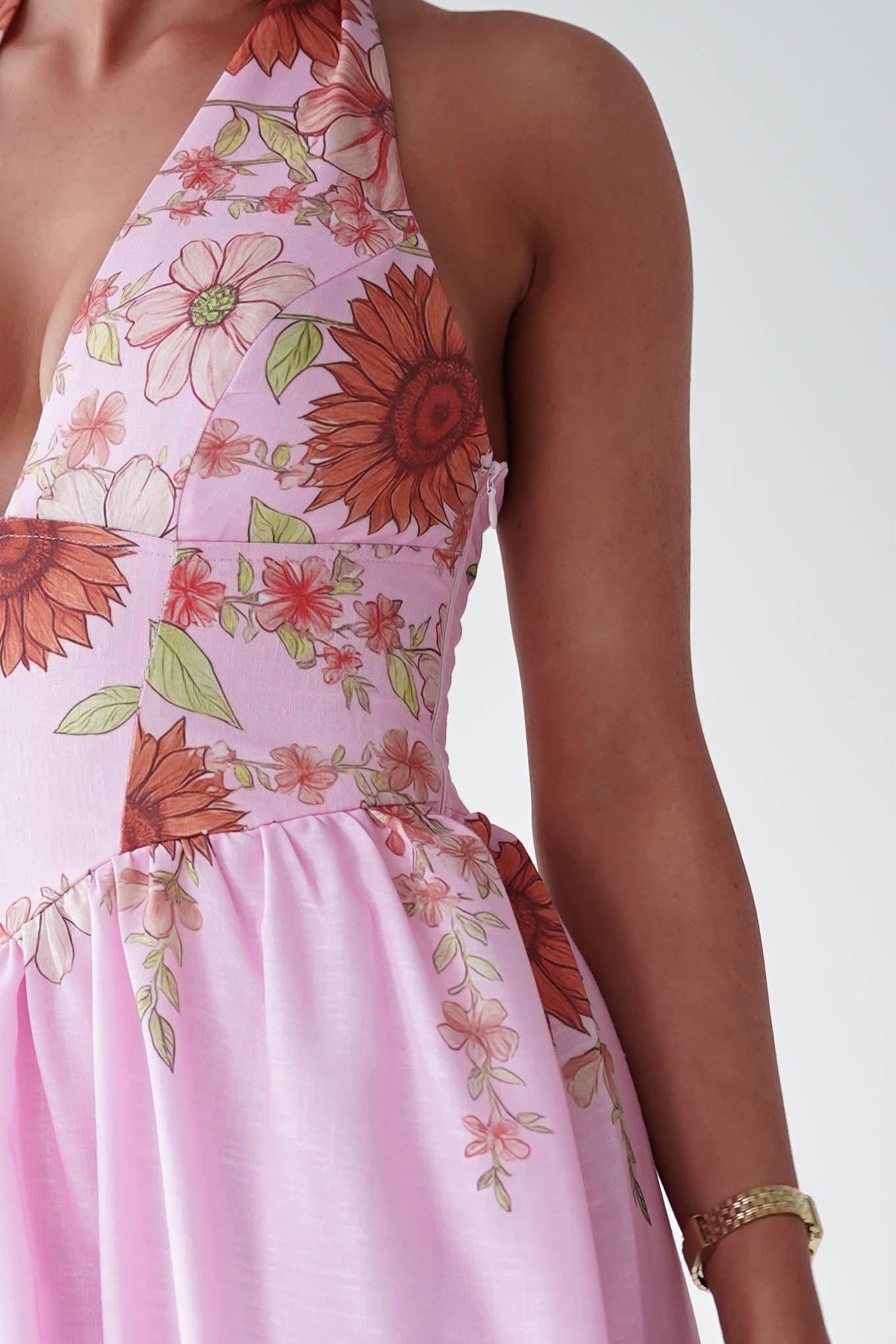 Oh Hello Clothing Women > Clothing > Dresses 1*DONE -SASHA-Pink Floral halter Maxi Dress-64784D05