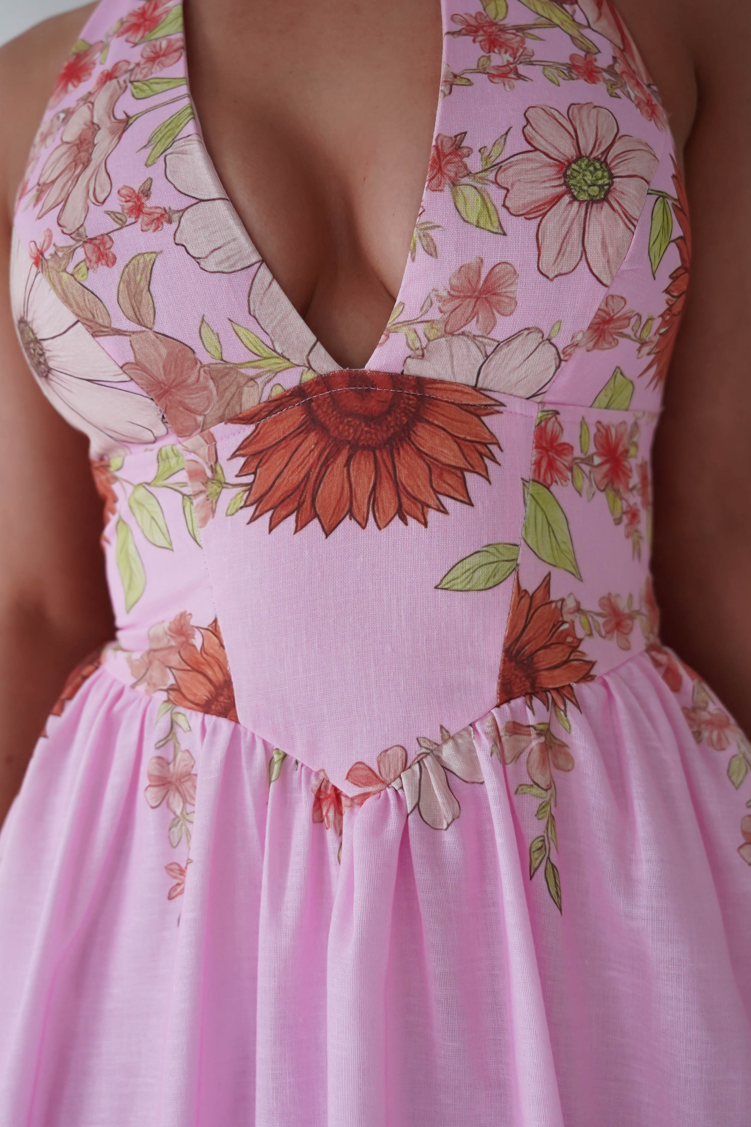 Oh Hello Clothing Women > Clothing > Dresses 1*DONE -SASHA-Pink Floral halter Maxi Dress-64784D05