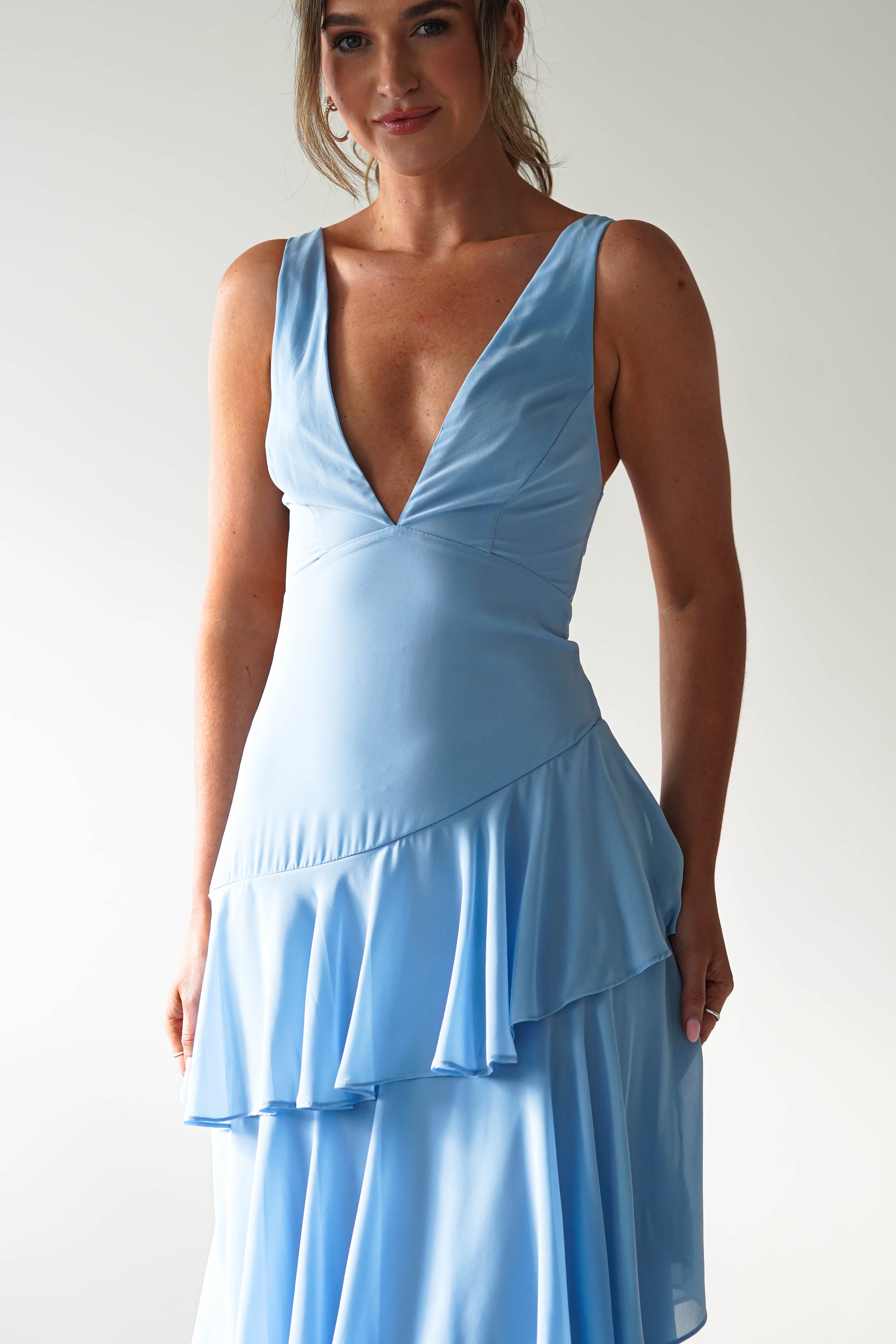 Andalusia Ruffle Maxi Dress | Blue | Oh Hello Clothing | XS (6)