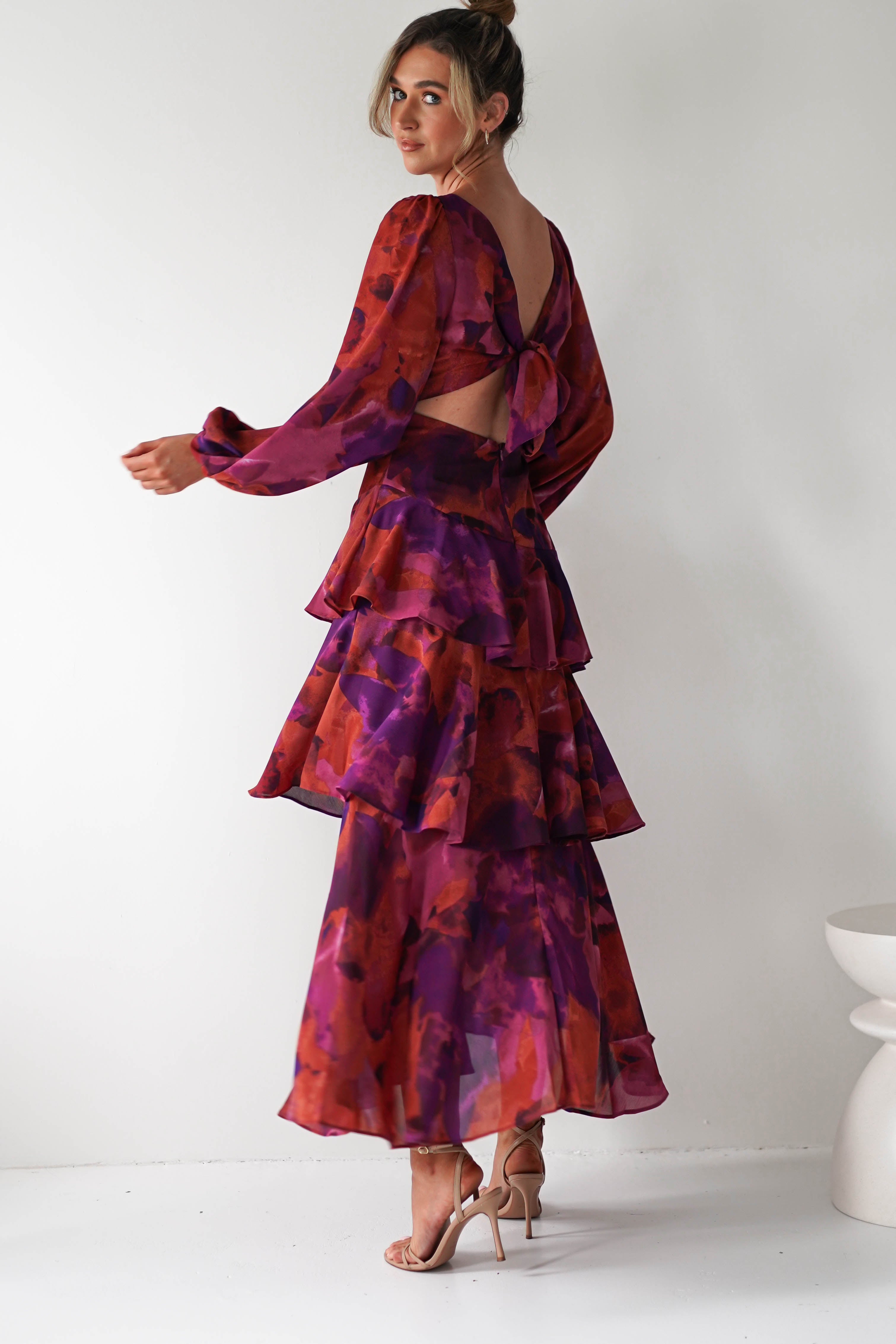 Lainey Ruffle Maxi Dress | Mixed Print | Oh Hello Clothing | XS (6)