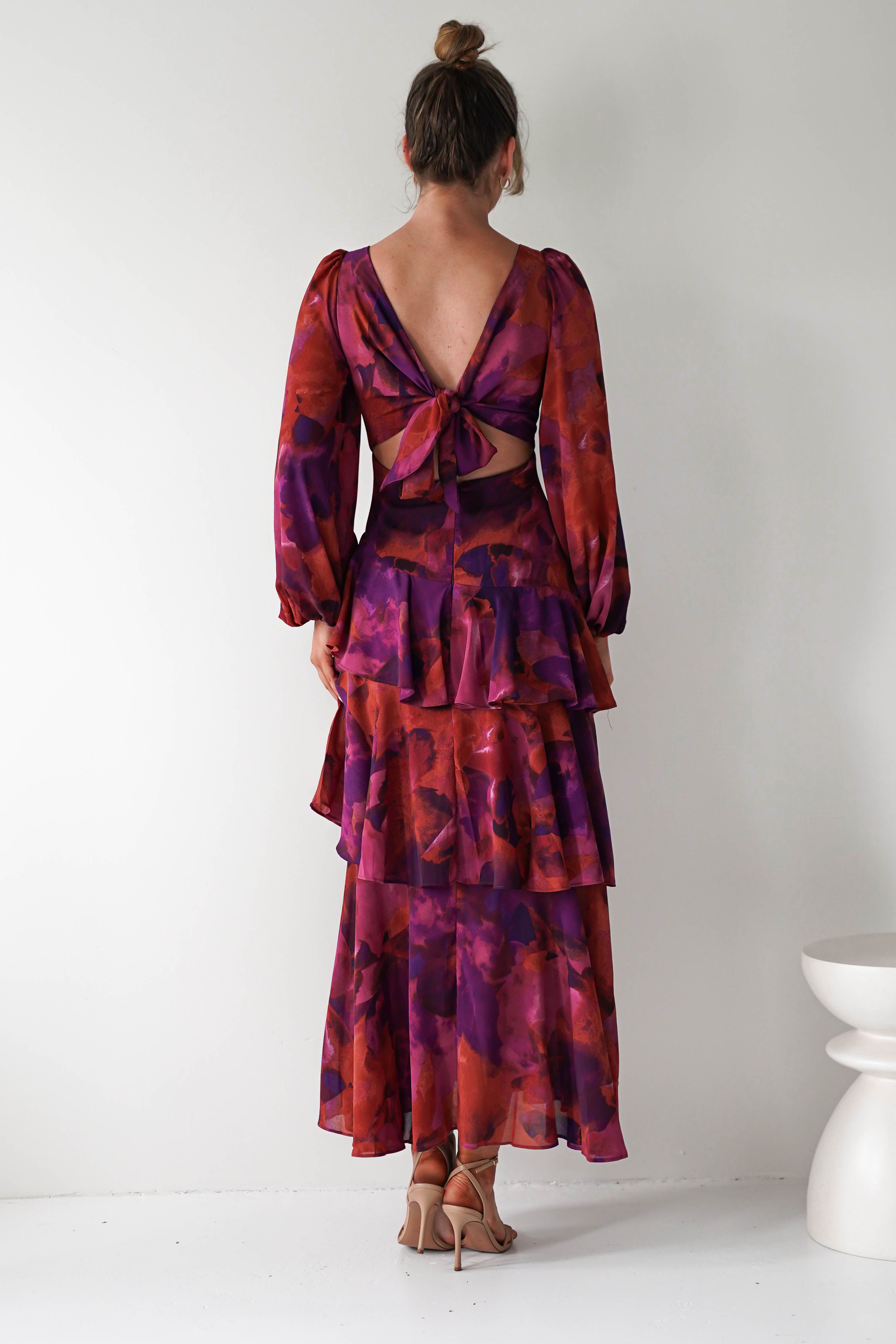 Lainey Ruffle Maxi Dress | Mixed Print | Oh Hello Clothing | XS (6)