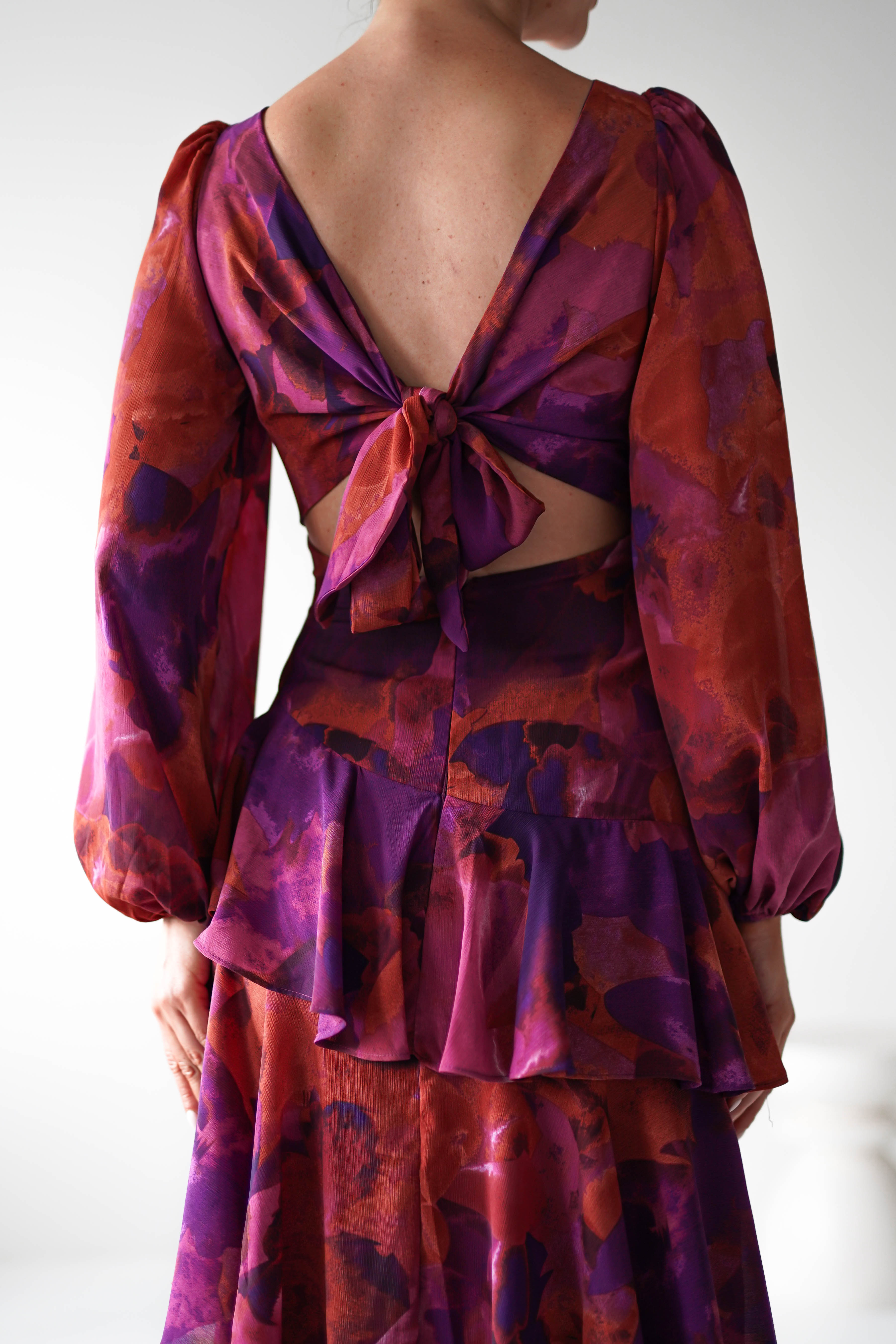 Lainey Ruffle Maxi Dress | Mixed Print | Oh Hello Clothing | XS (6)