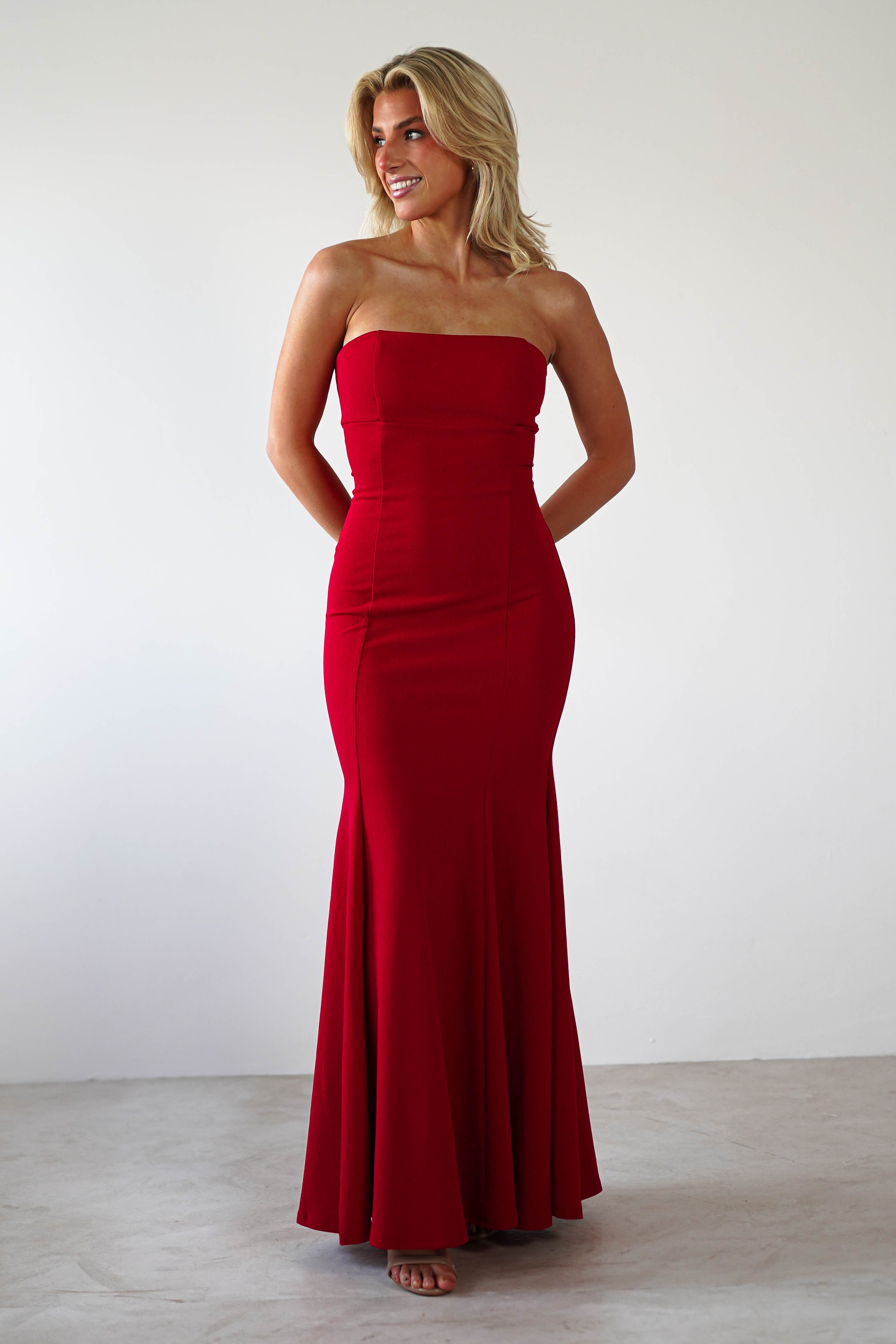 Charla Bodycon Maxi Gown | Red - Oh Hello Clothing
