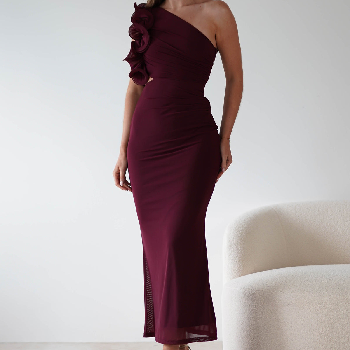 chinese dress ladies Cecilia Off The Shoulder Maxi Dress Wine main image 0