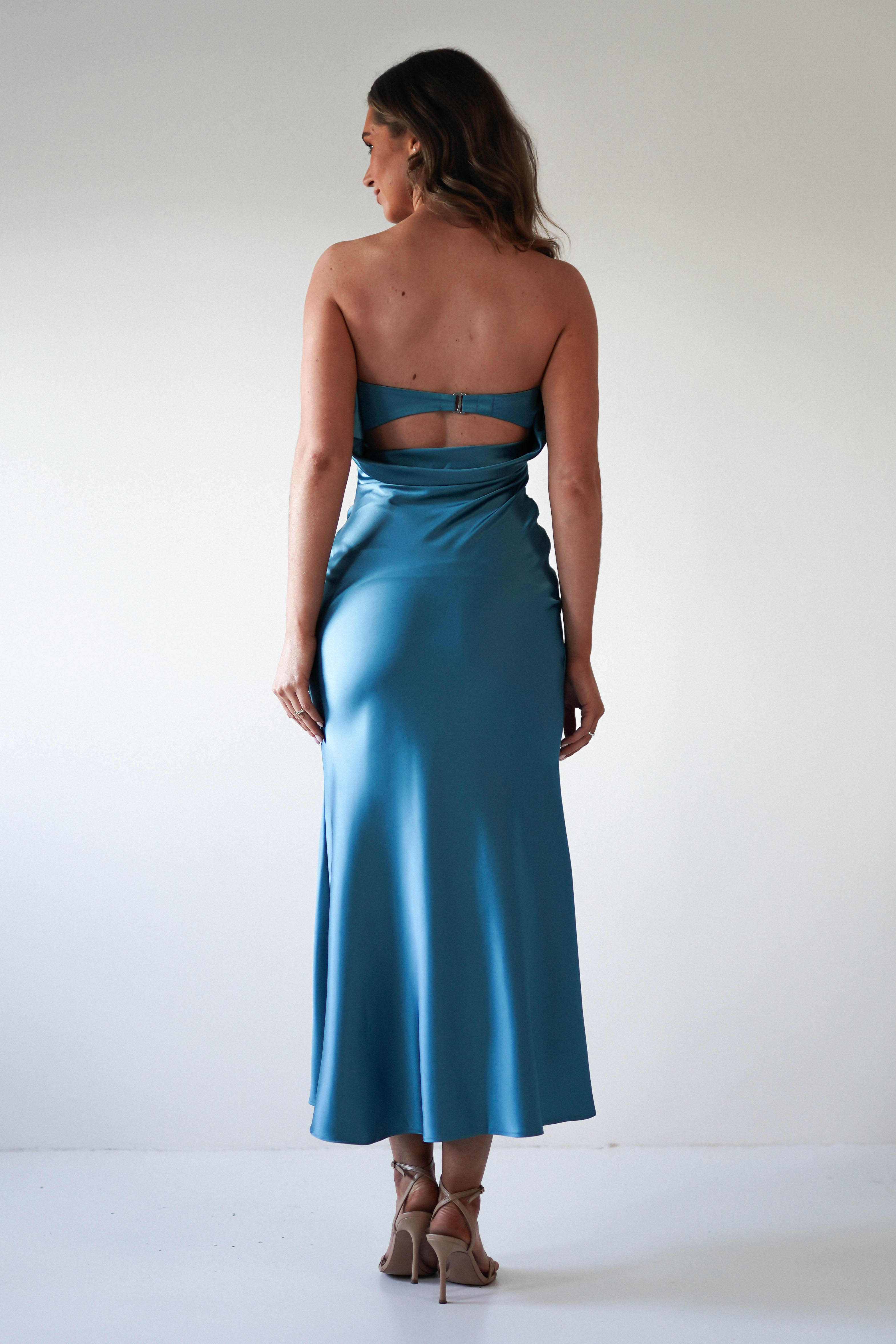 Allegra Gathered Midaxi Dress | Robin Blue - Oh Hello Clothing