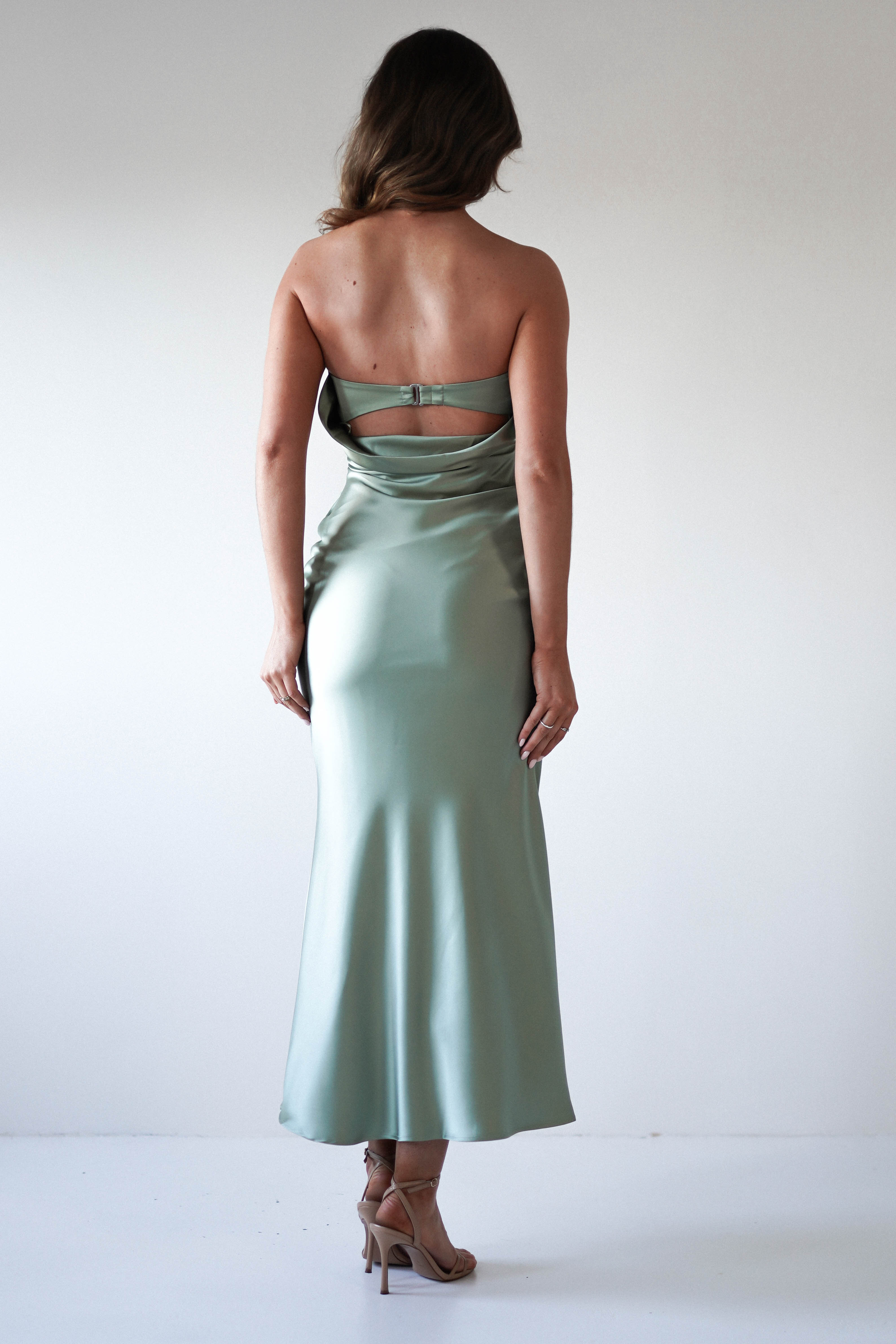 Allegra Gathered Midaxi Dress | Sage - Oh Hello Clothing