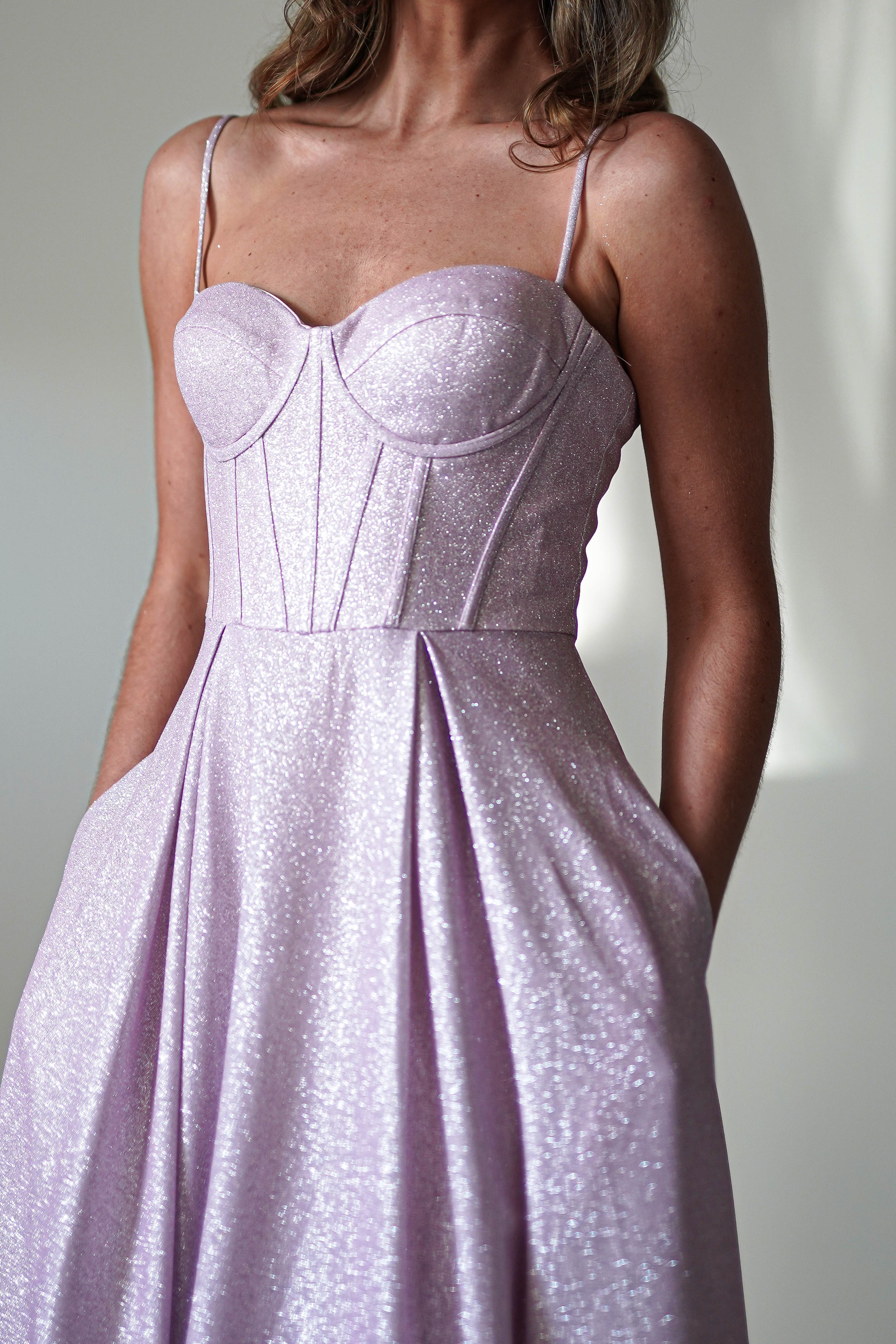 Luna Glitter Corset Aline Gown | Pink - Oh Hello Clothing