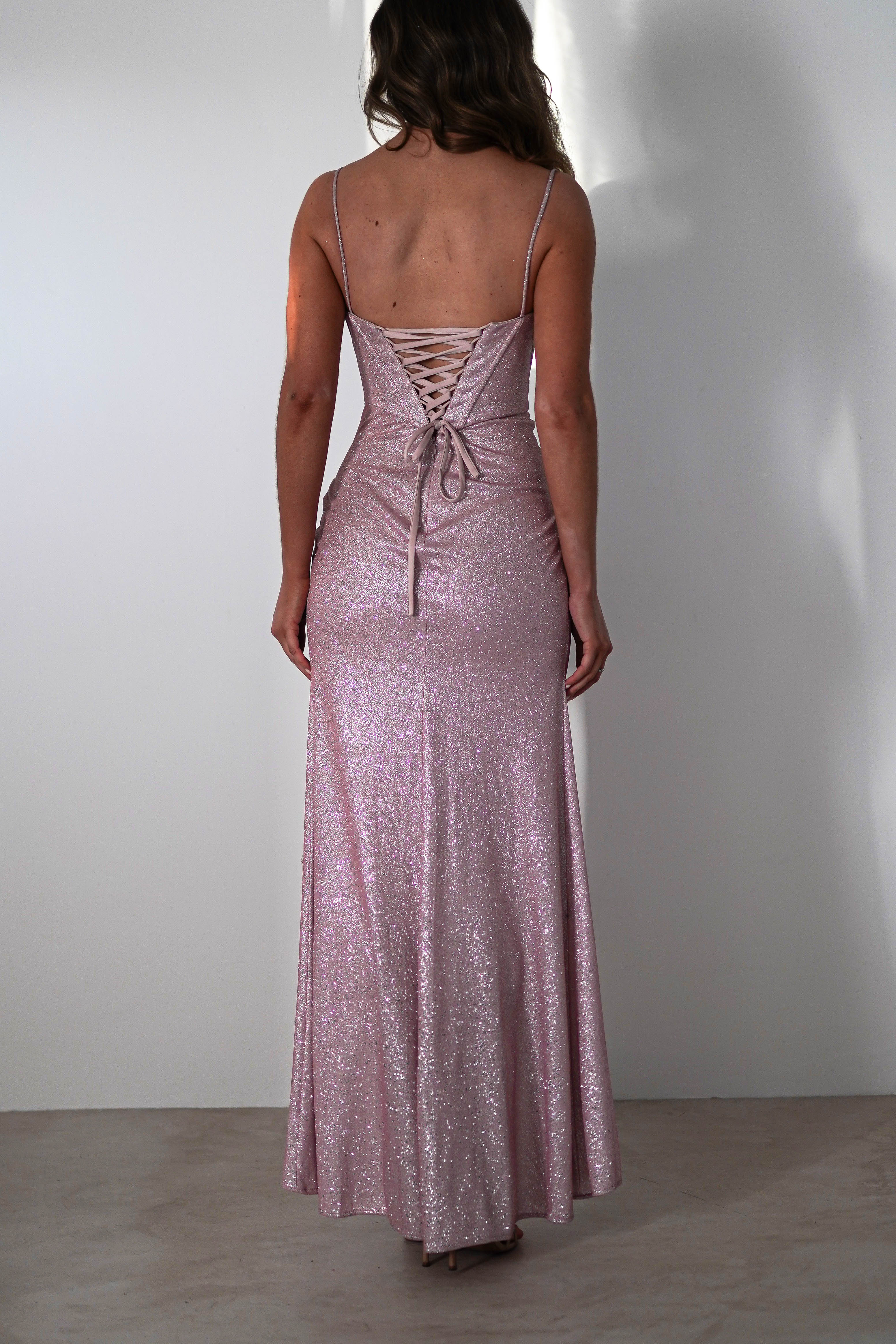 Anastasia Glitter Sweetheart Gown | Blush - Oh Hello Clothing