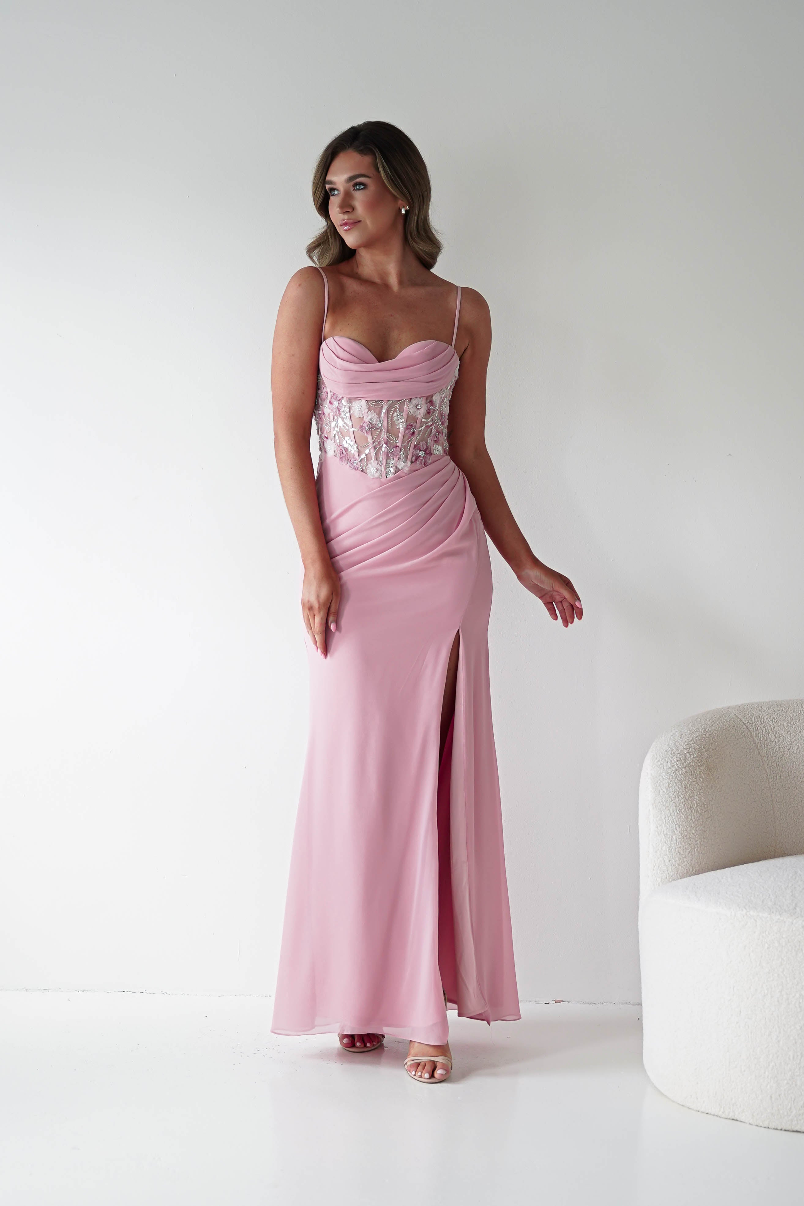 Oh Hello Clothing Dresses > Prom Dresses 1*DONE-T722- NEW GOWN in PINKwith beaded detail (Copy)