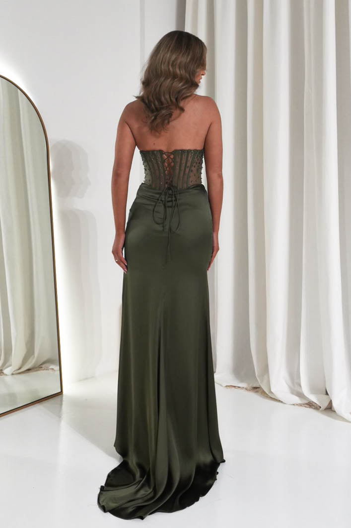 Oh Hello Clothing Debs & Prom Dresses 1*Done-Theodora Strapless Embellished Gown | olive