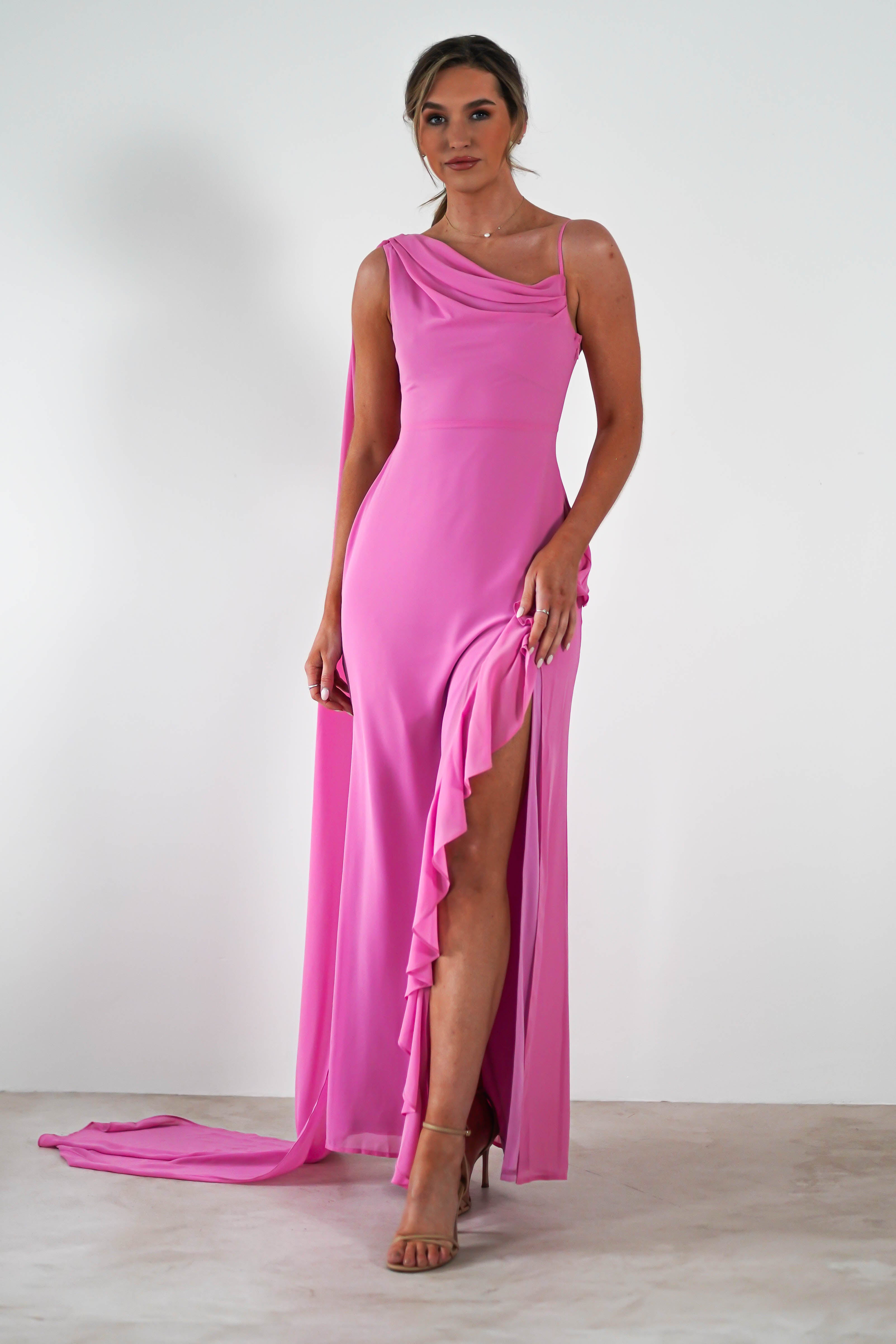 Rosella Ruffle Detail Maxi Dress | Fuchsia | Oh Hello Clothing | S (8)