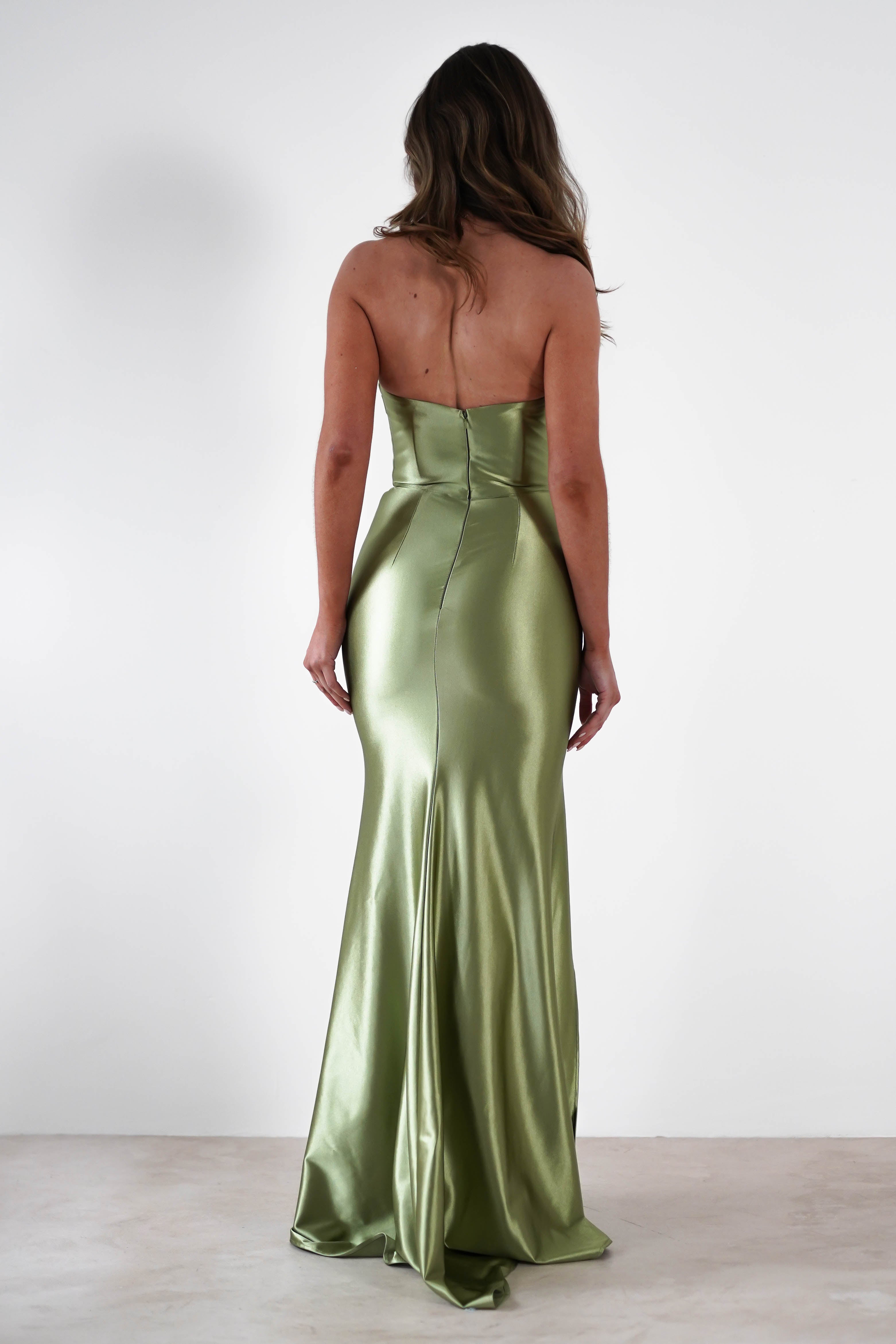 Venice Strapless Bodycon Gown | Green - Oh Hello Clothing