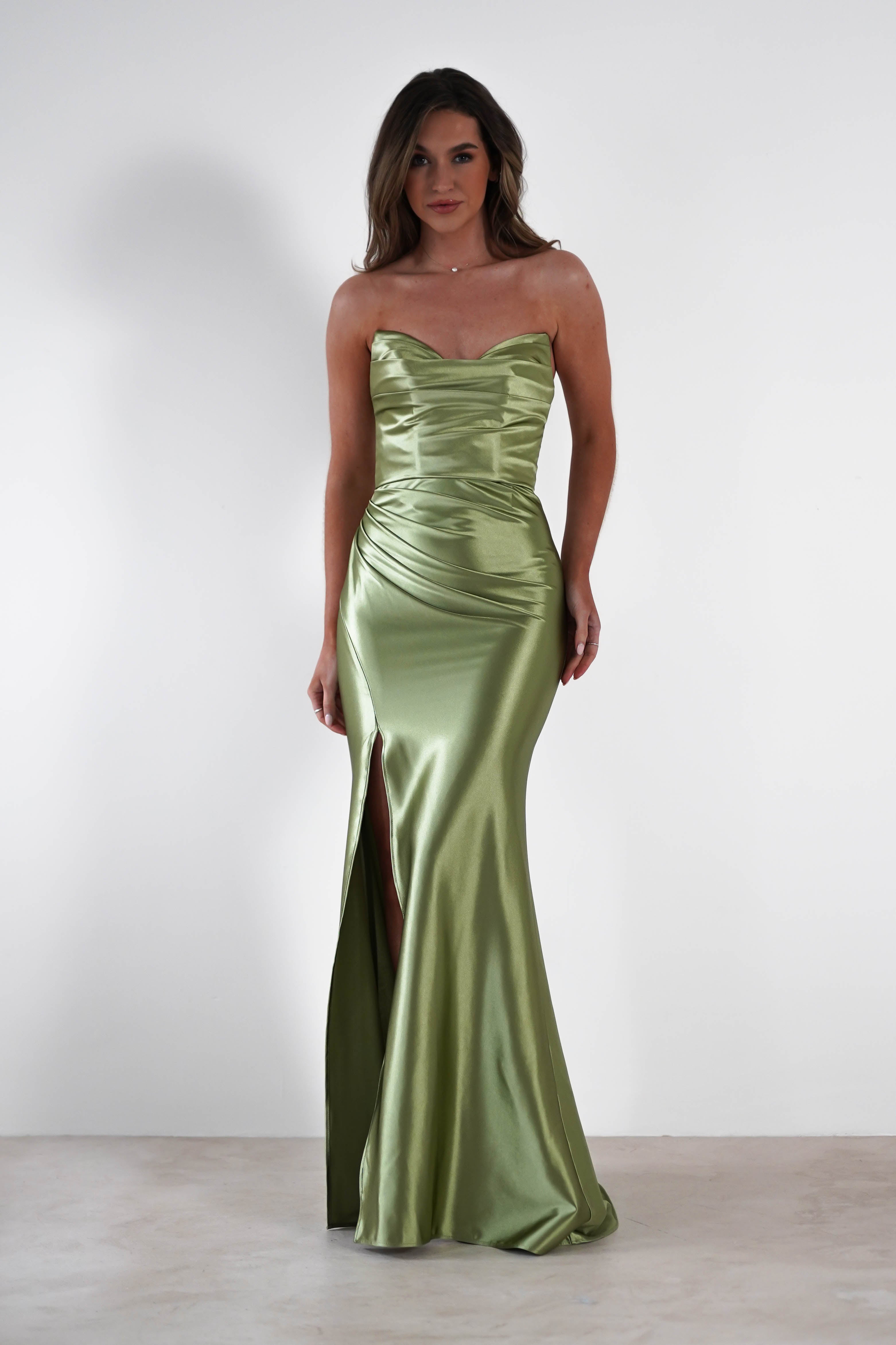 Venice Strapless Bodycon Gown | Green - Oh Hello Clothing