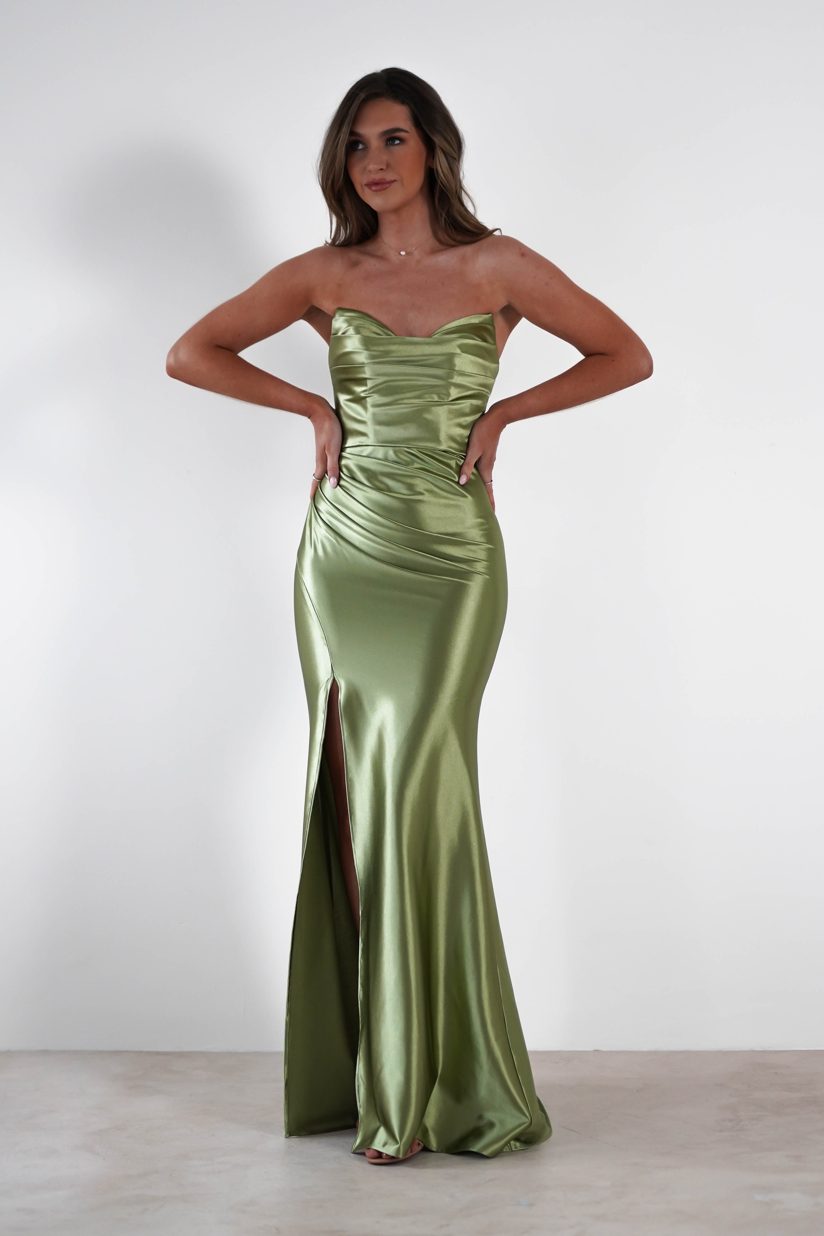 Venice Strapless Bodycon Gown | Green - Oh Hello Clothing