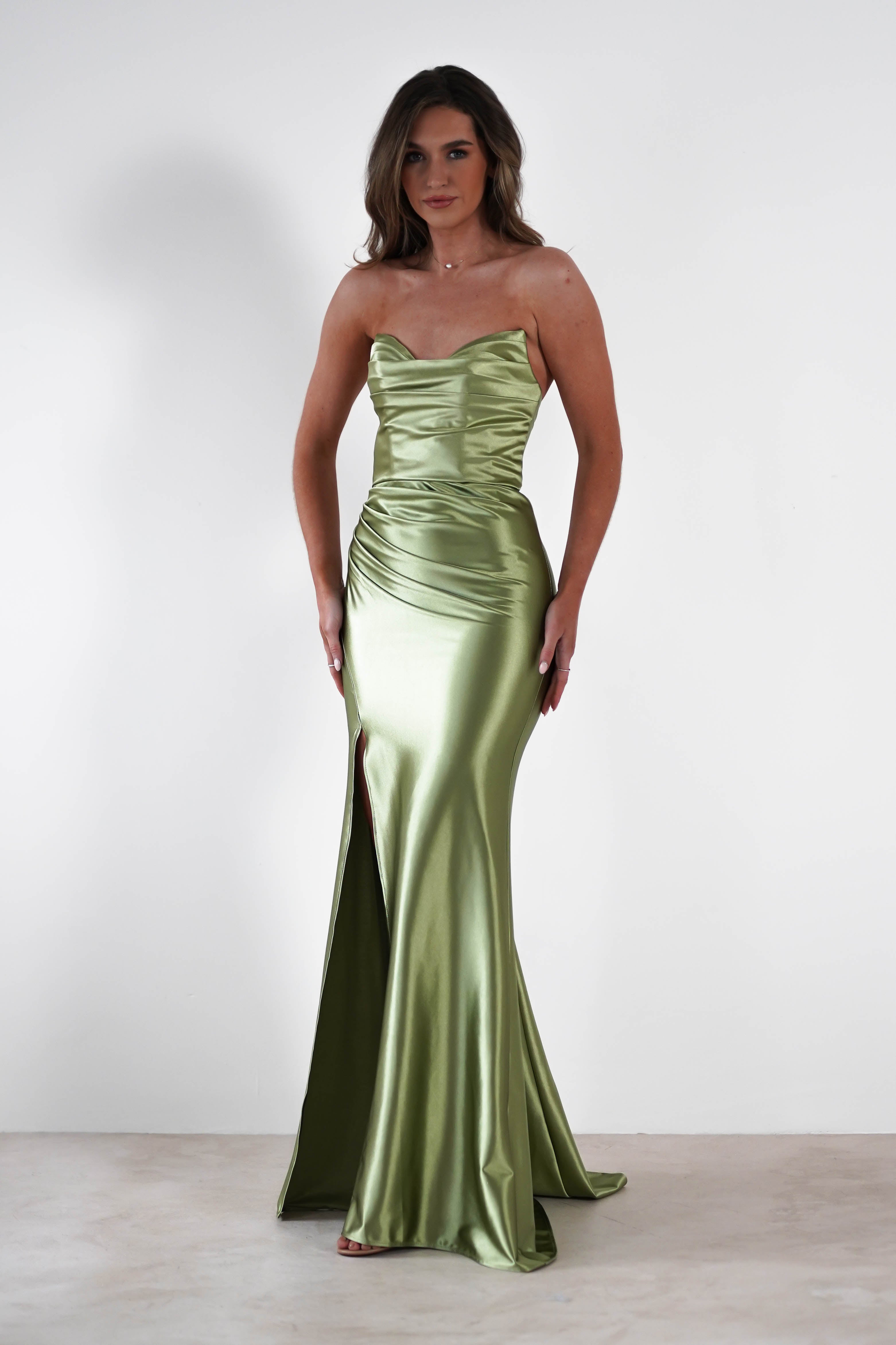 Venice Strapless Bodycon Gown | Green - Oh Hello Clothing