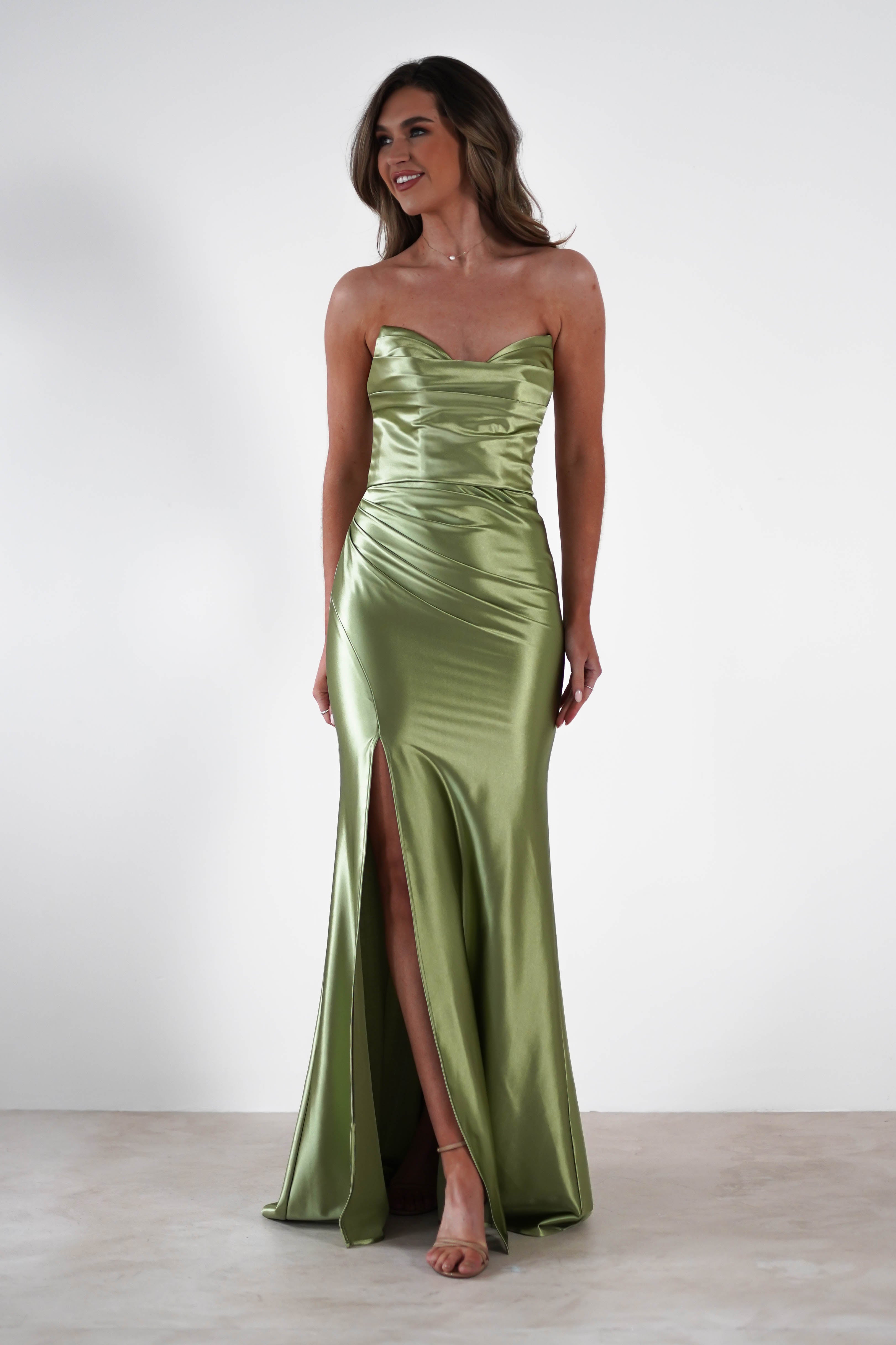 Venice Strapless Bodycon Gown | Green - Oh Hello Clothing