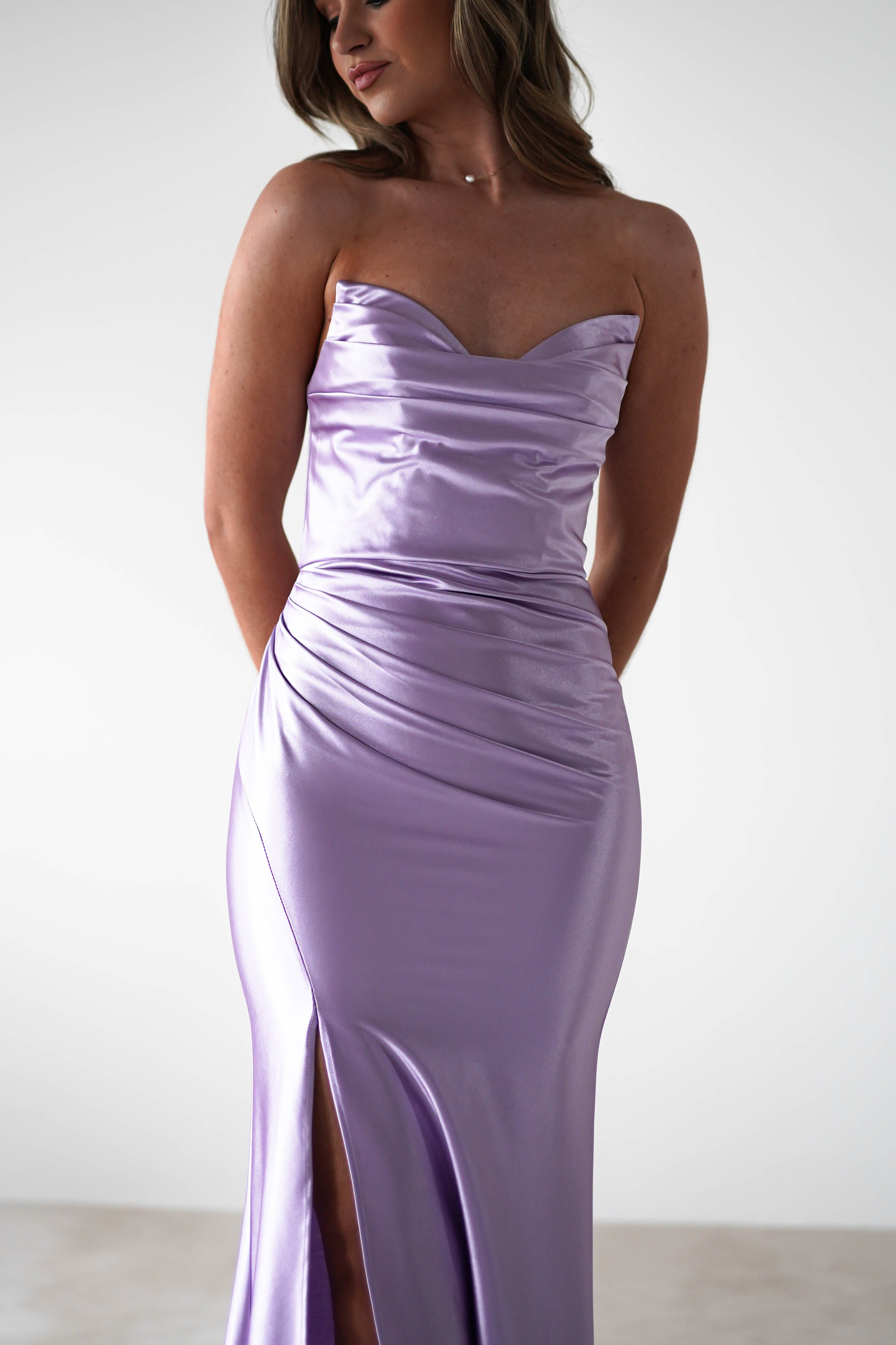 Venice Strapless Bodycon Gown | Lilac | Oh Hello Clothing | XS (6)