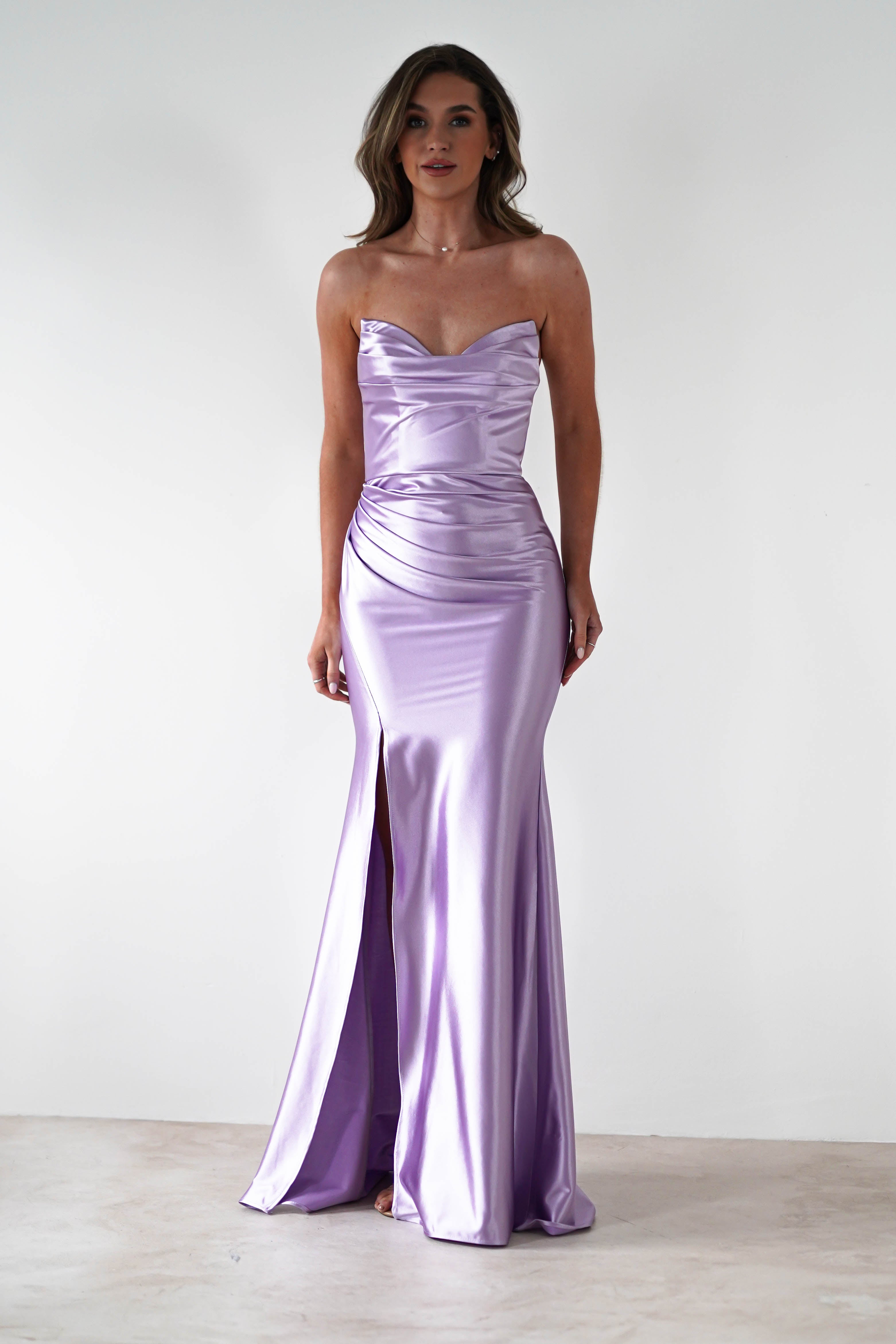 Venice Strapless Bodycon Gown | Lilac | Oh Hello Clothing | XS (6)