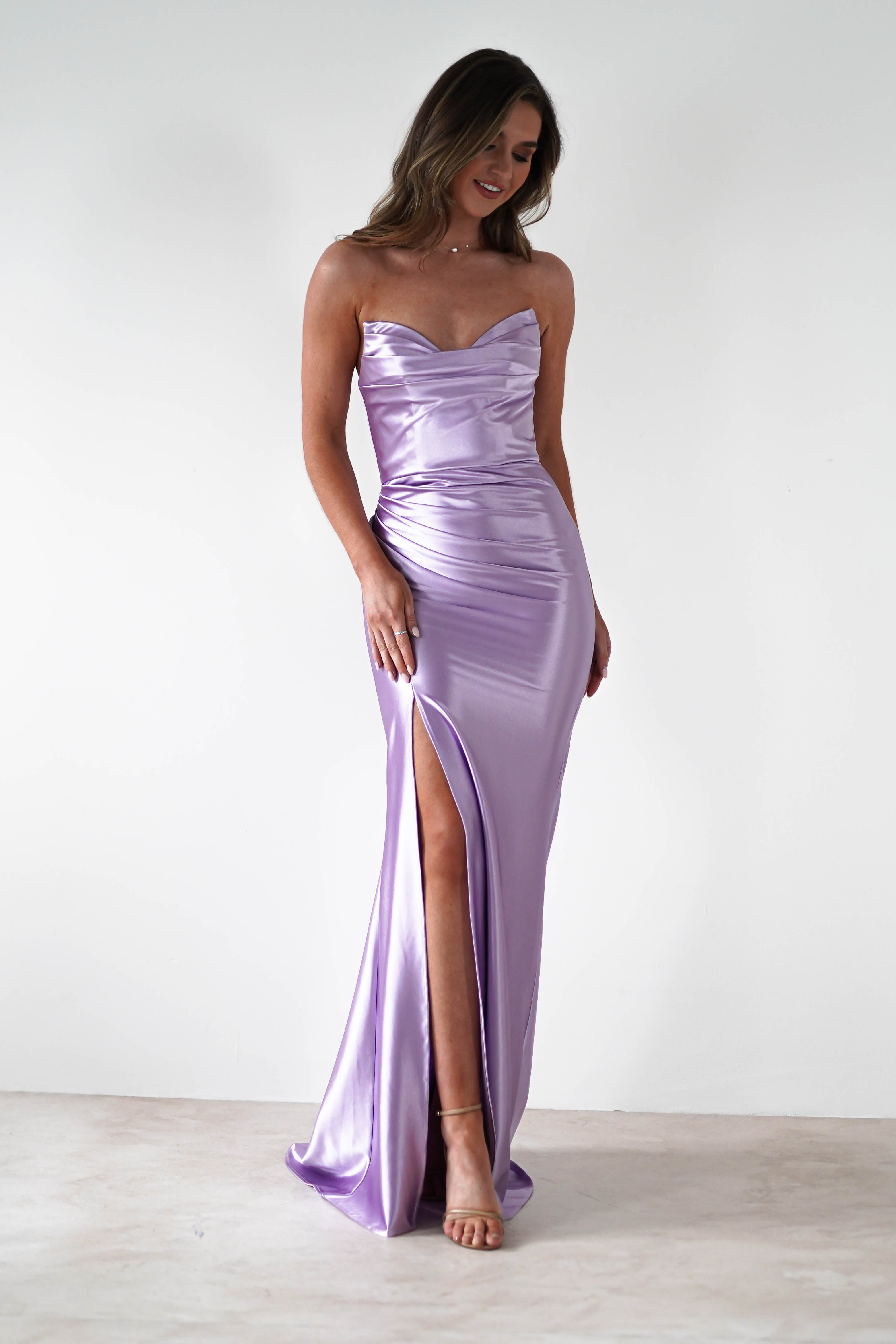 Venice Strapless Bodycon Gown | Lilac - Oh Hello Clothing