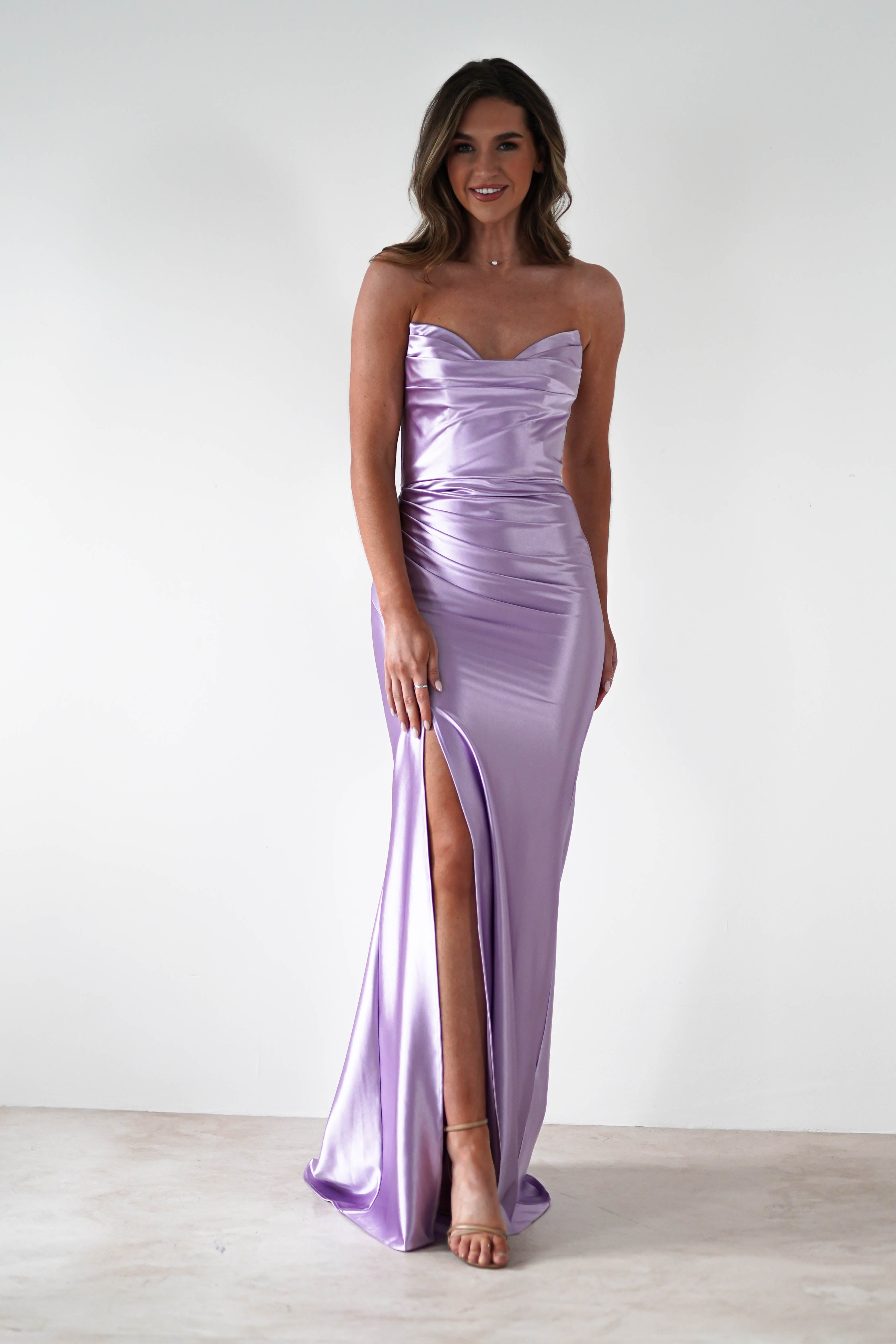 Venice Strapless Bodycon Gown | Lilac | Oh Hello Clothing | XS (6)