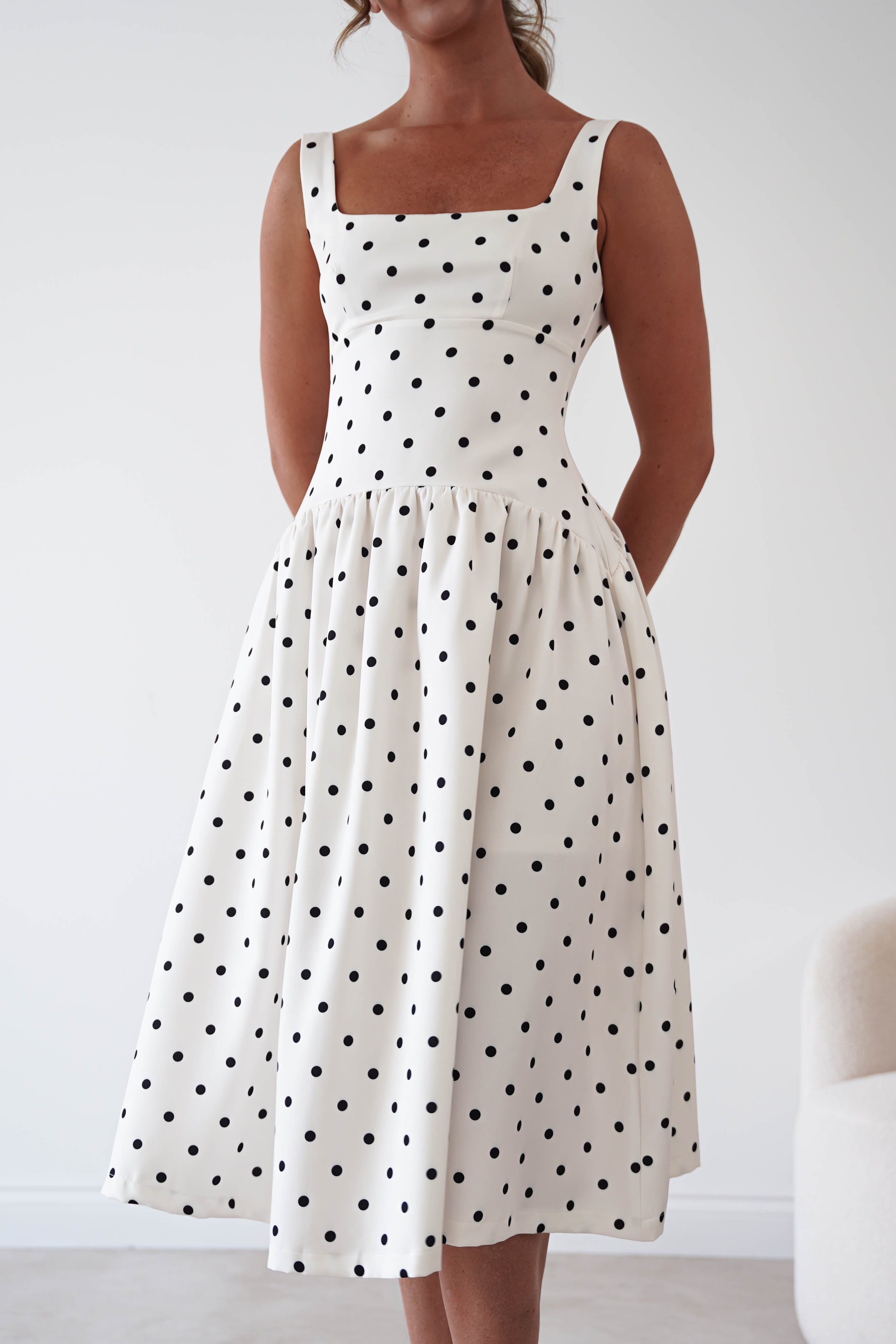 Oh Hello Clothing Women > Clothing > Dresses 1*DONE-VERY&LUCY- cream polka dot dress (Copy)
