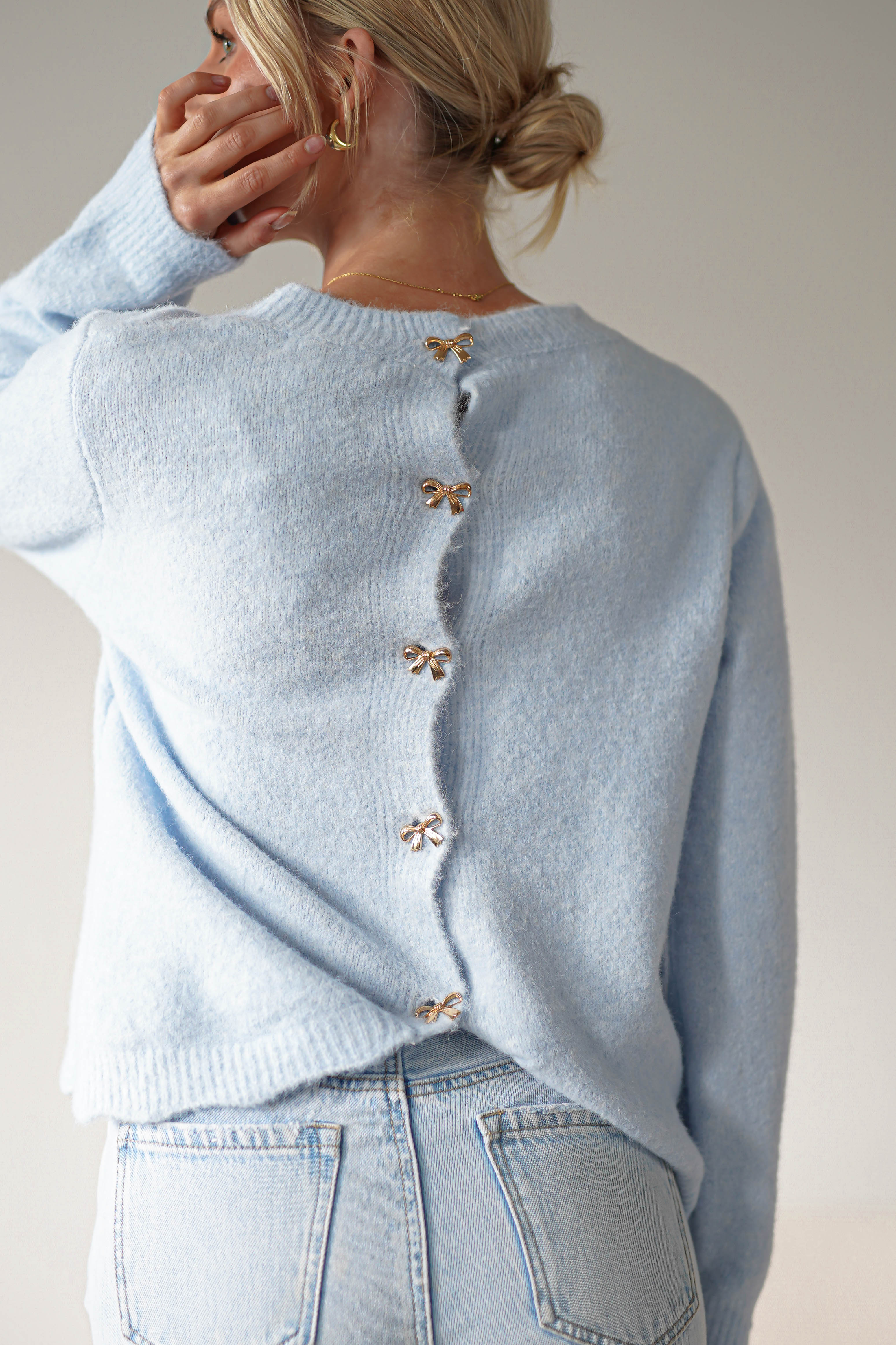 Kala Gold Bow Detail Jumper | | Blue | Oh Hello Clothing | ONE SIZE | 6 - 12