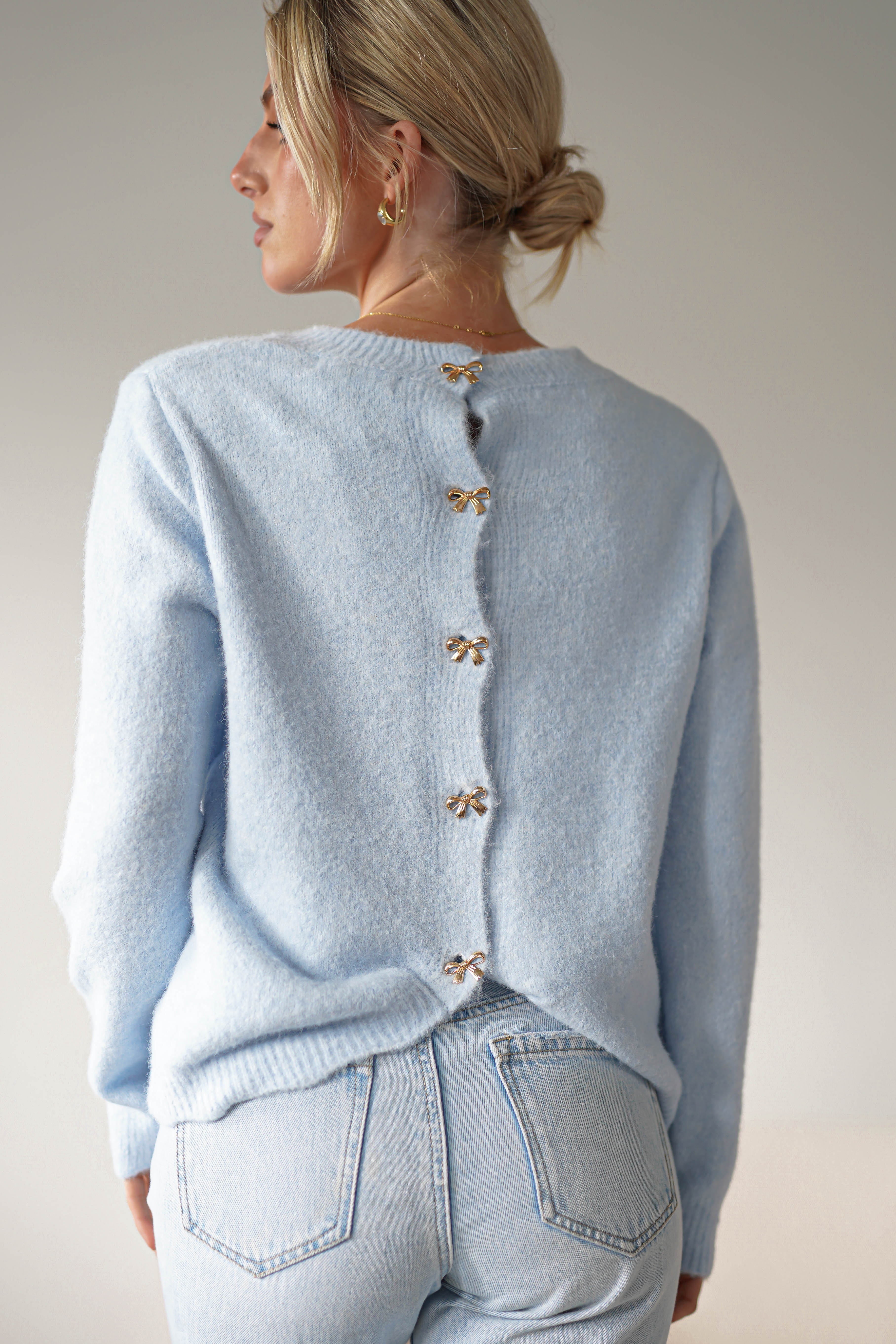 Kala Gold Bow Detail Jumper | | Blue | Oh Hello Clothing | ONE SIZE | 6 - 12