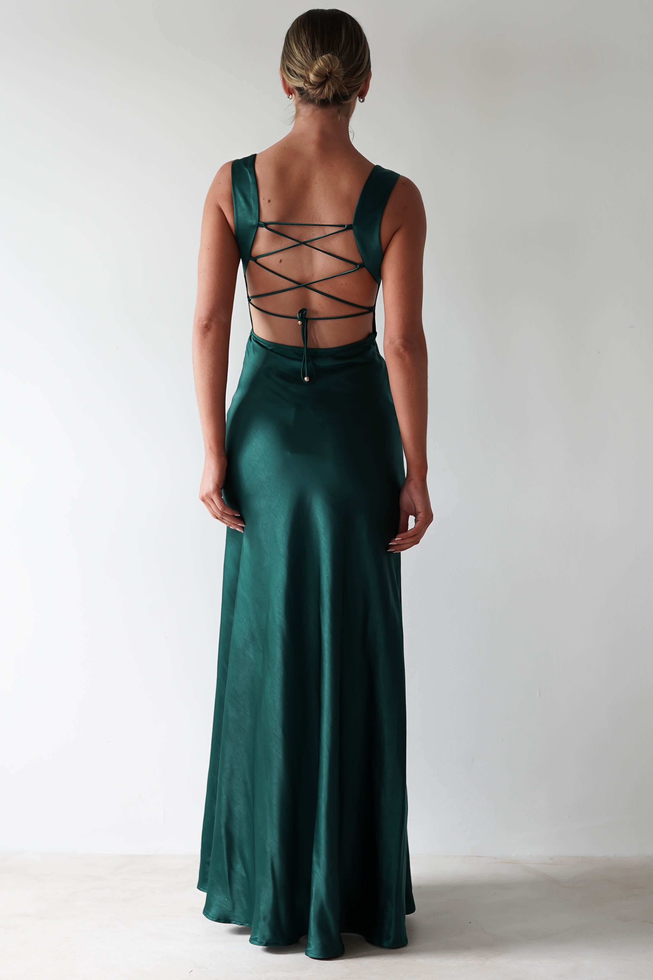 Riviera Soft Satin Maxi Gown | Forest Green - Oh Hello Clothing