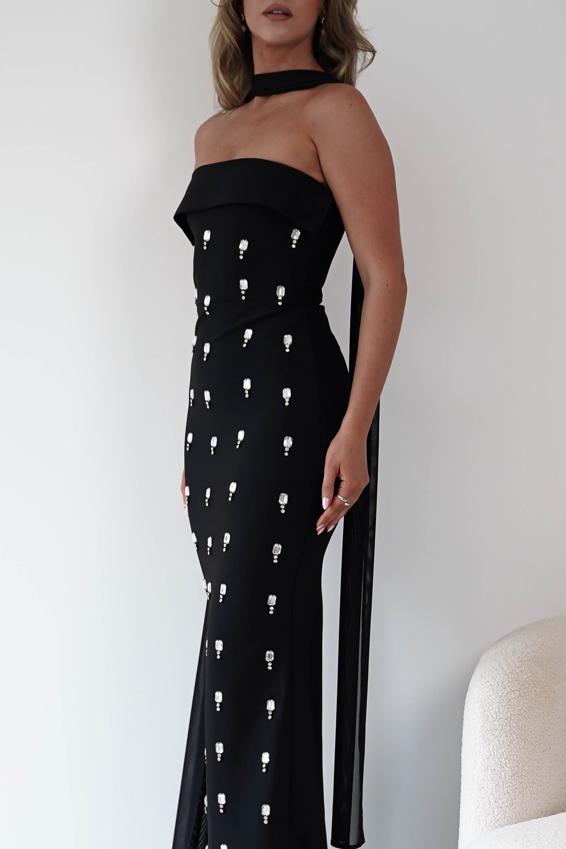 Bethany Embellished Bandage Maxi Dress | Black