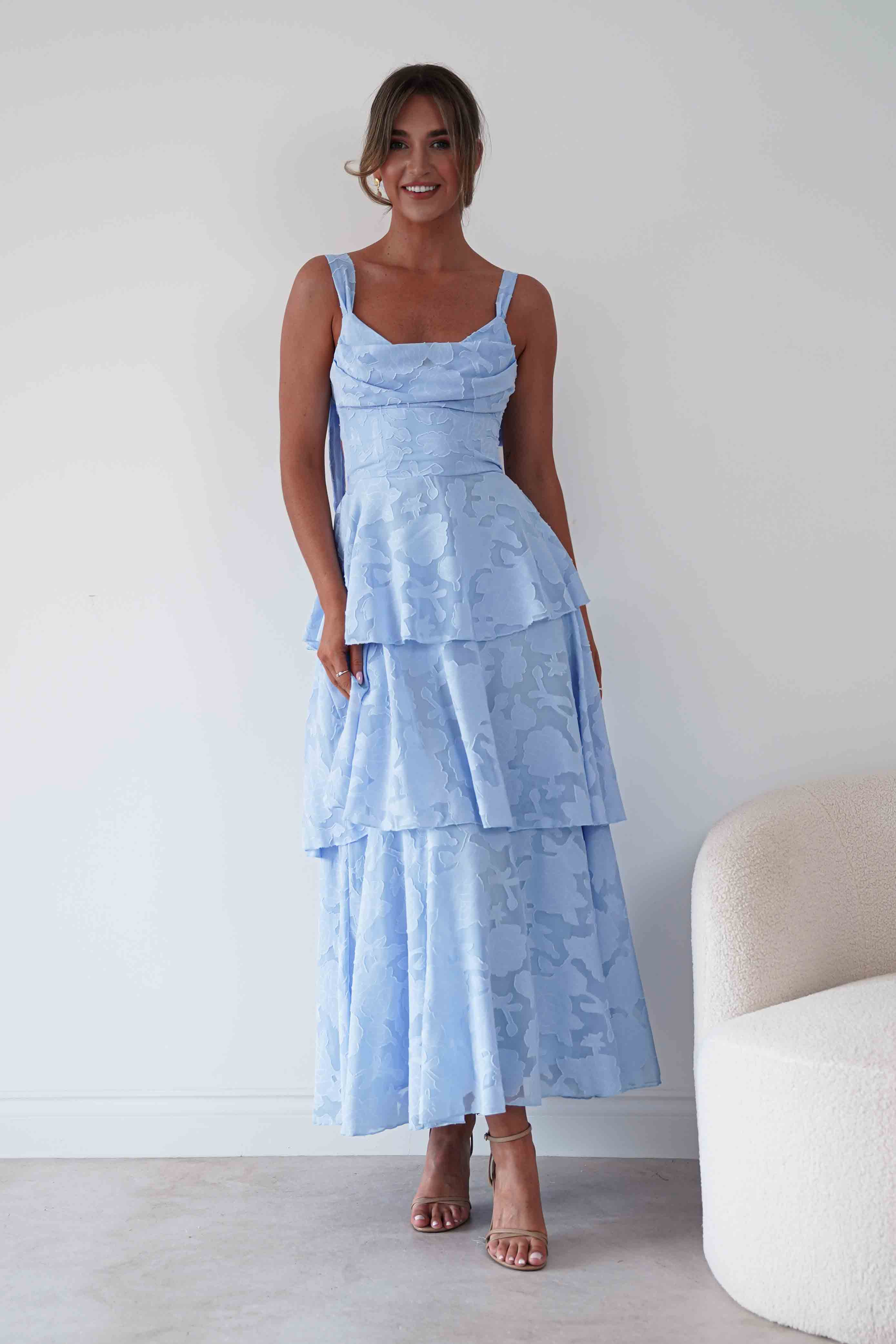 1*DONE*SHAREEN-MD08394-1Florales Jacquard-Maxikleid mit Stufen | blau(Kopie) (Kopie)